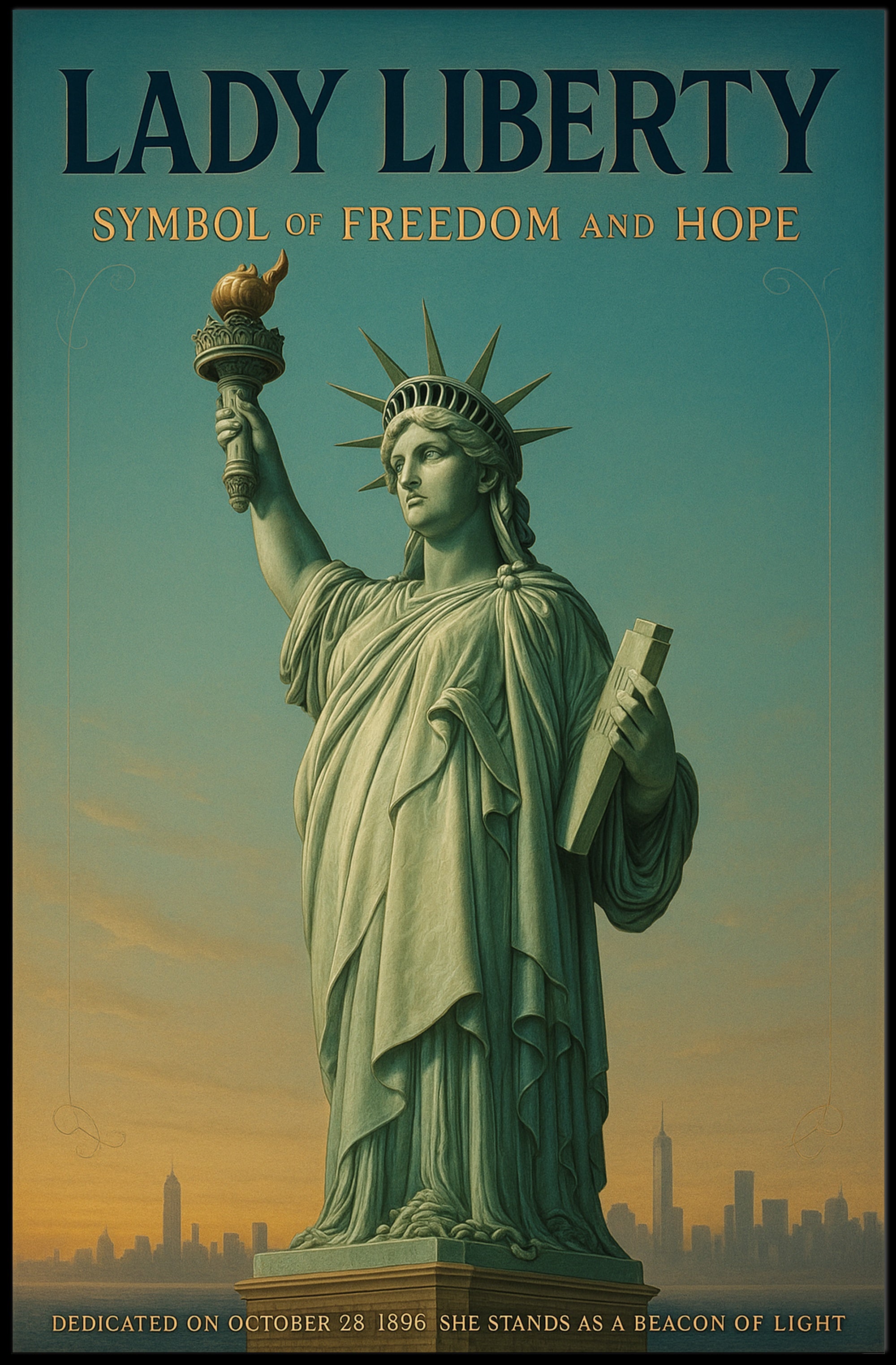 Statue of Liberty Patriotic Vintage Art Poster