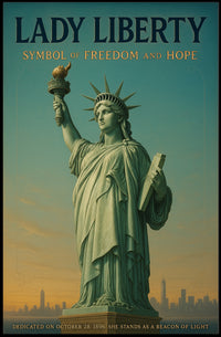 Statue Of Liberty Patriotic Poster Vintage Wall Art