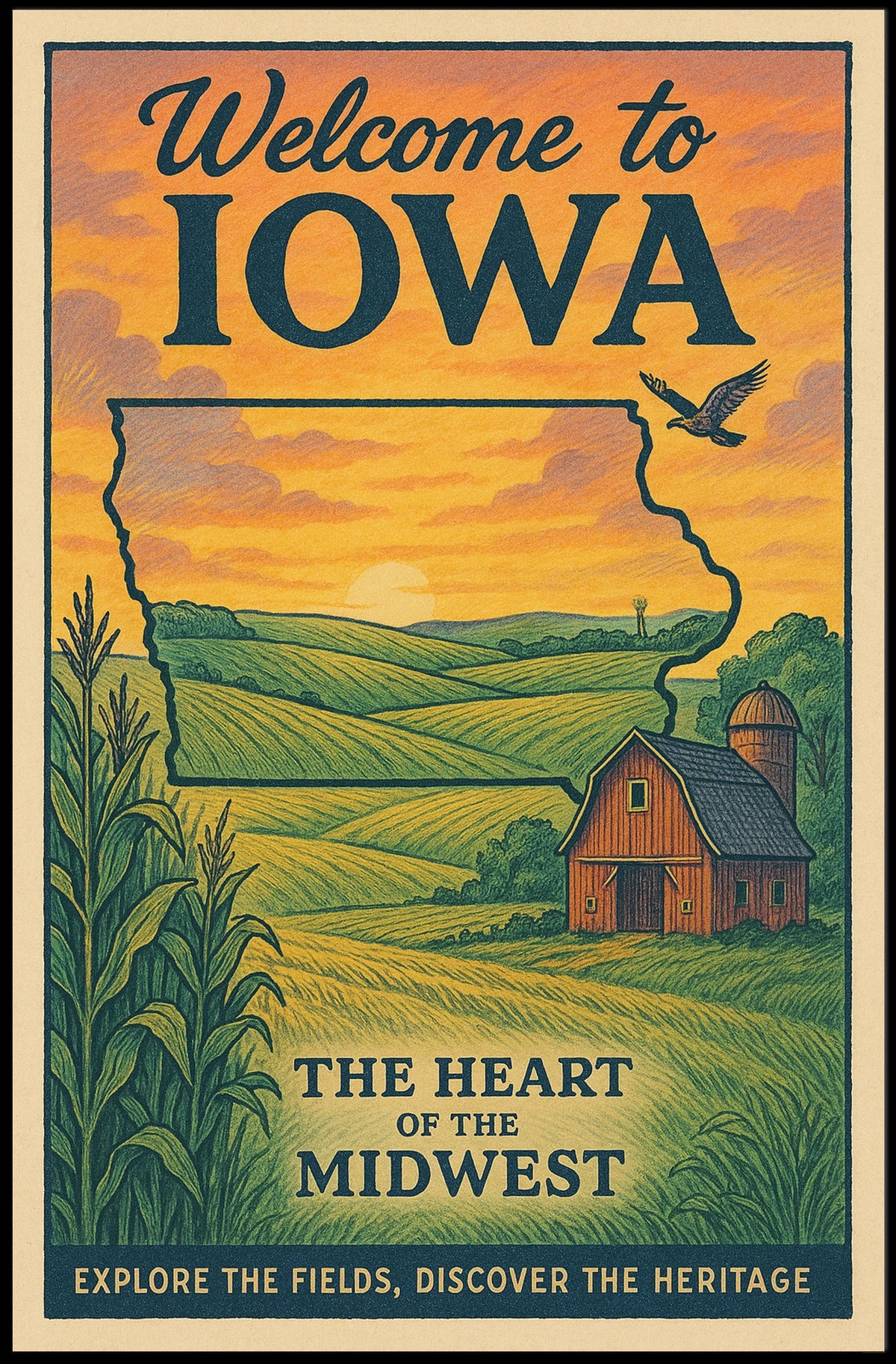 Welcome to Iowa The Heart of the Midwest Poster
