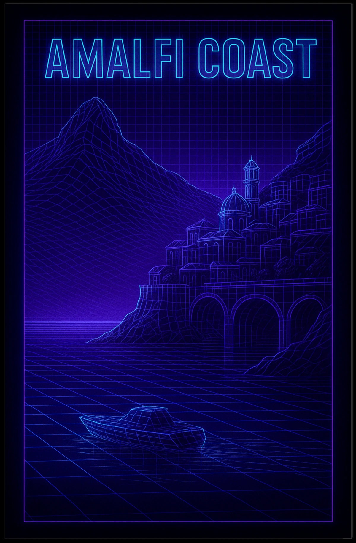 Amalfi Coast Futuristic Design Poster Wall Art For Decor