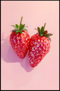 Strawberries in Geometric Design Abstract or Artistic Poster PosterGoat