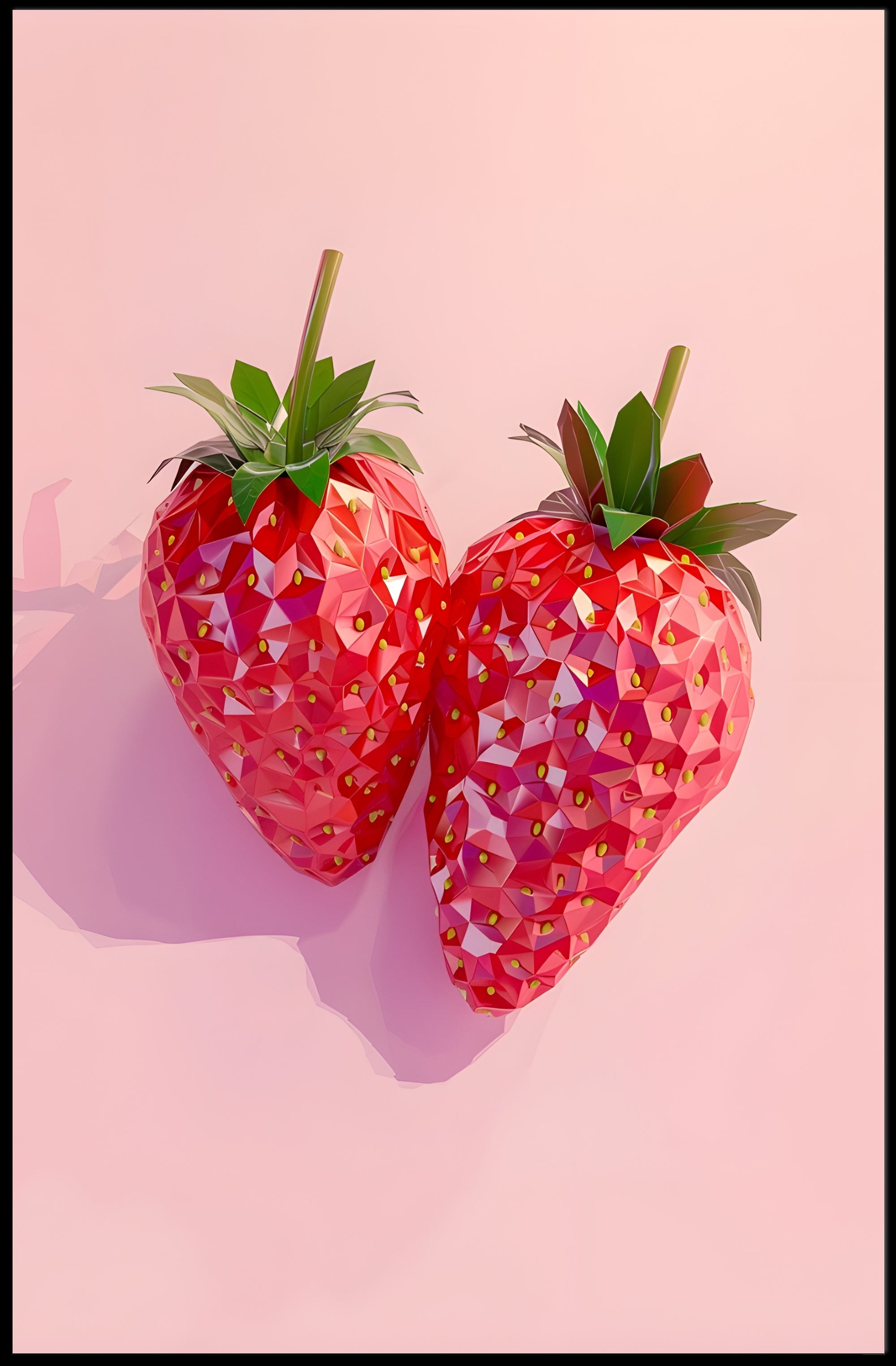 Strawberries in Geometric Design Abstract or Artistic Poster PosterGoat