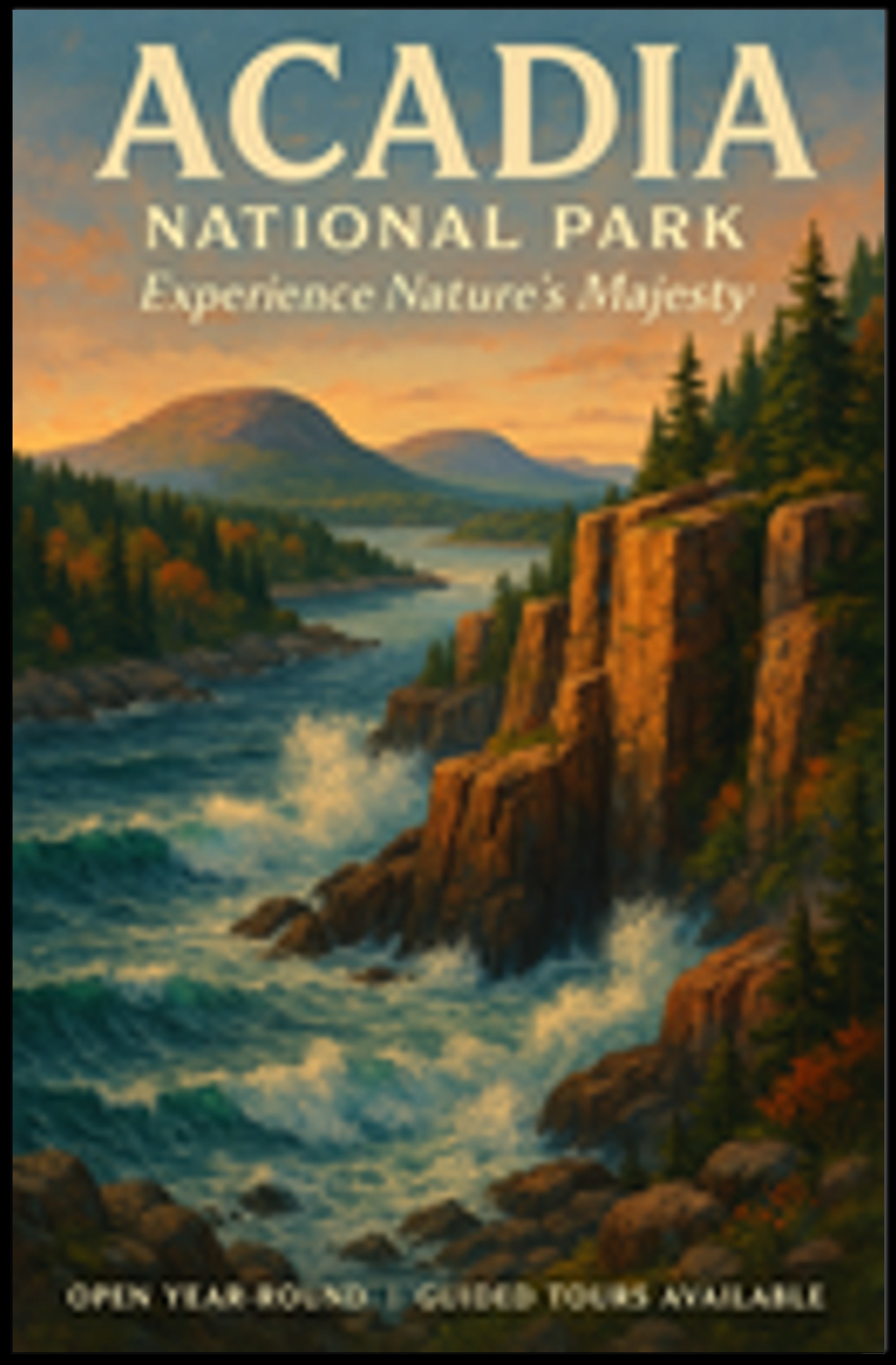 Acadia National Park Vintage Travel Poster Print