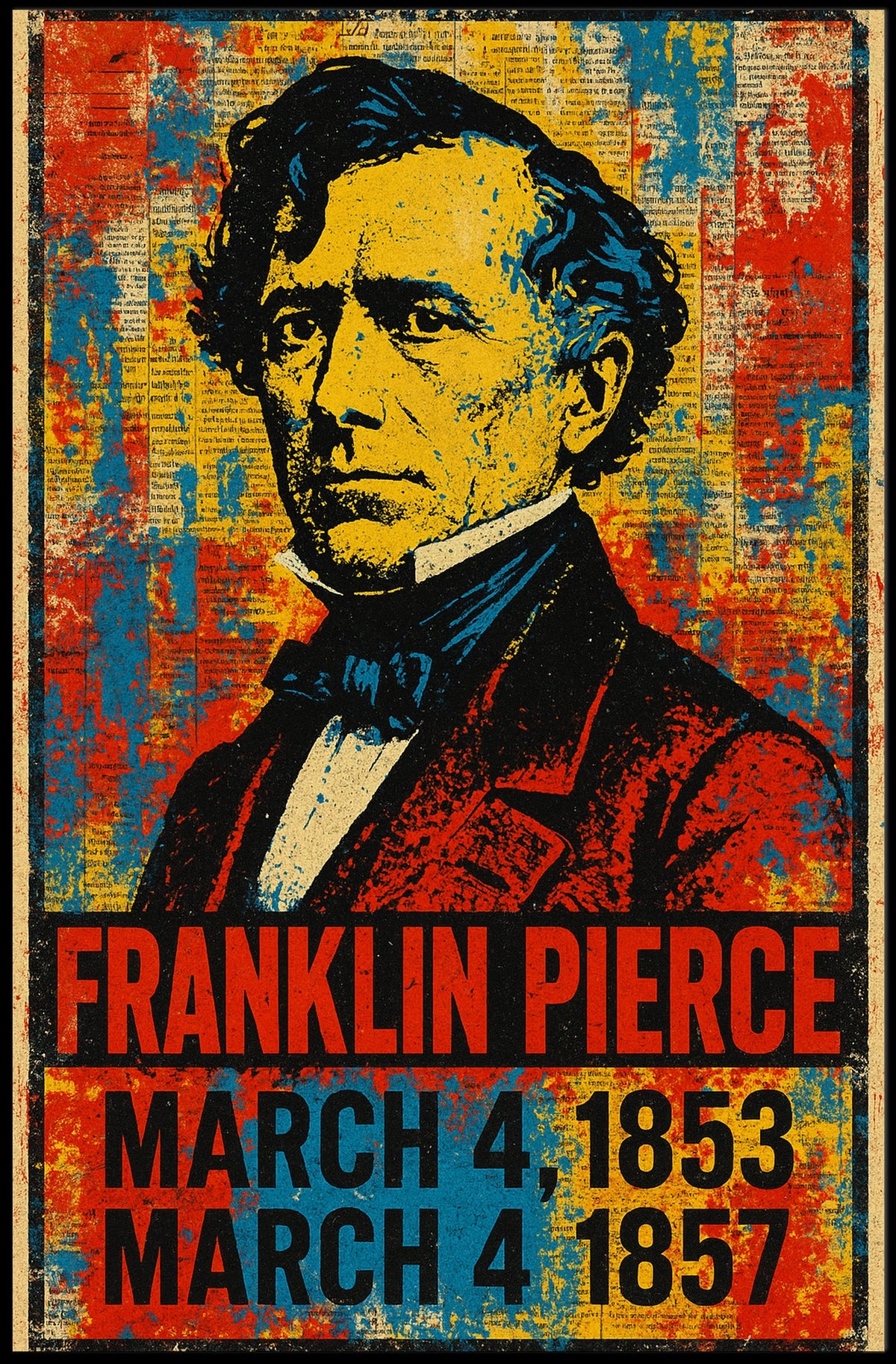 Franklin Pierce 14th President of the United States Street Art Mashup Poster