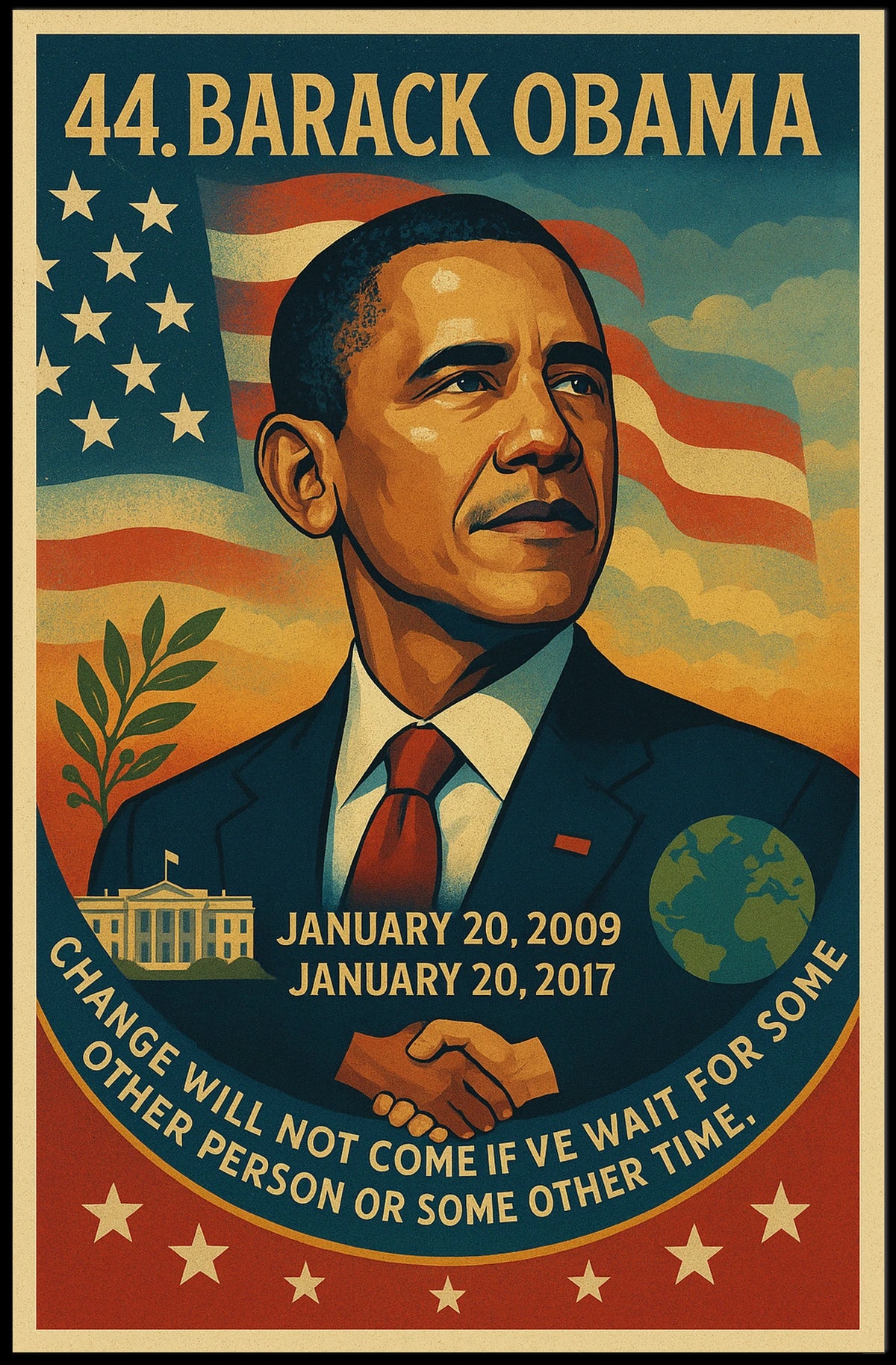 Stylized Art of U.S. President Poster