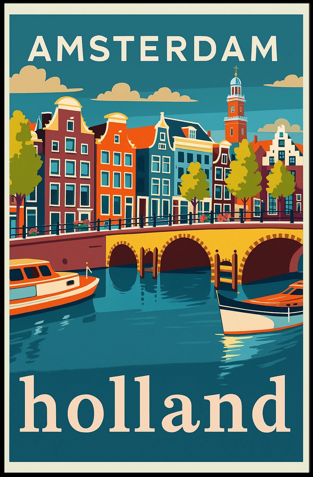 Amsterdam Holland Travel Poster