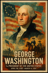 George Washington 1st President of the United States Layered Digital Collage Poster