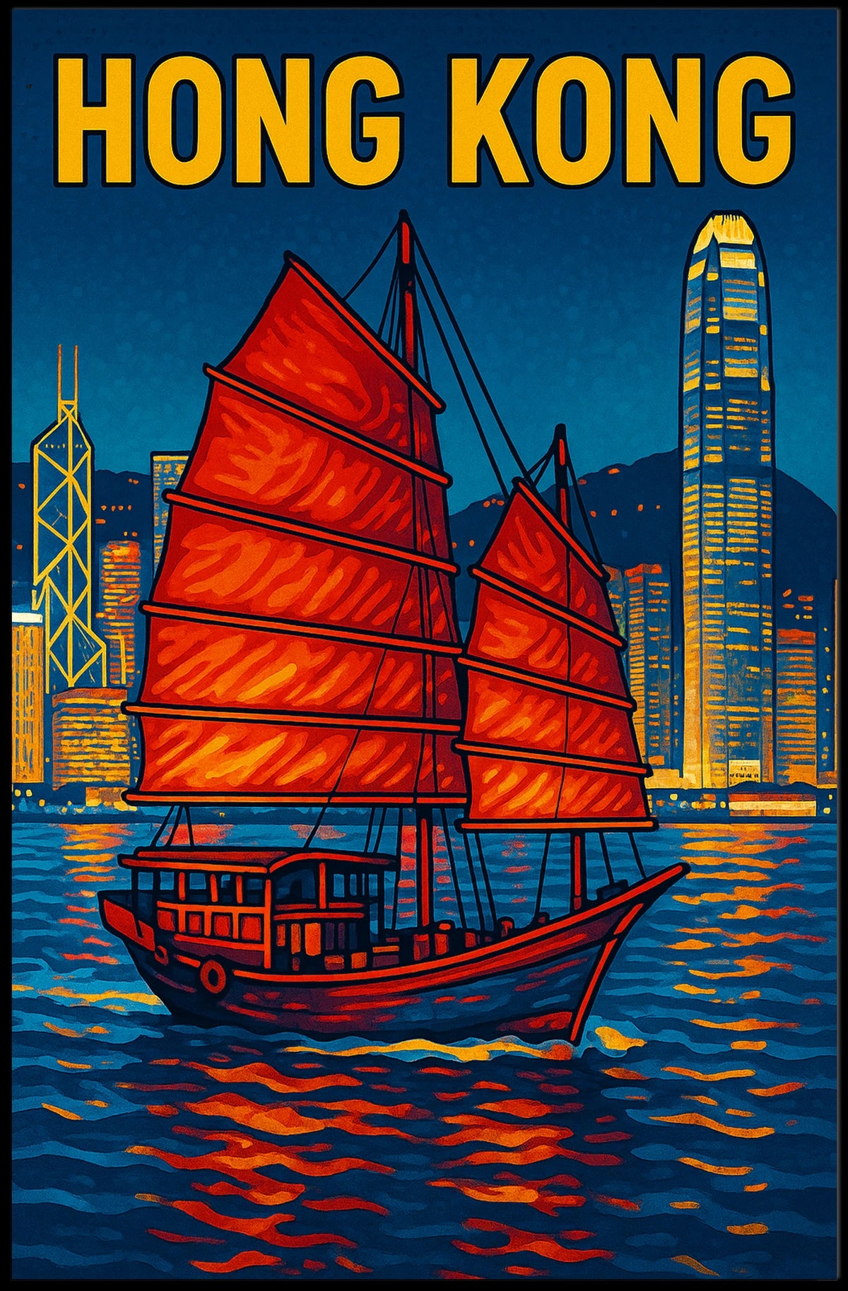 Hong Kong Harbor Scene Poster