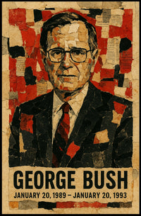 George H. W. Bush 41st President of the United States Layered paper Collage Poster
