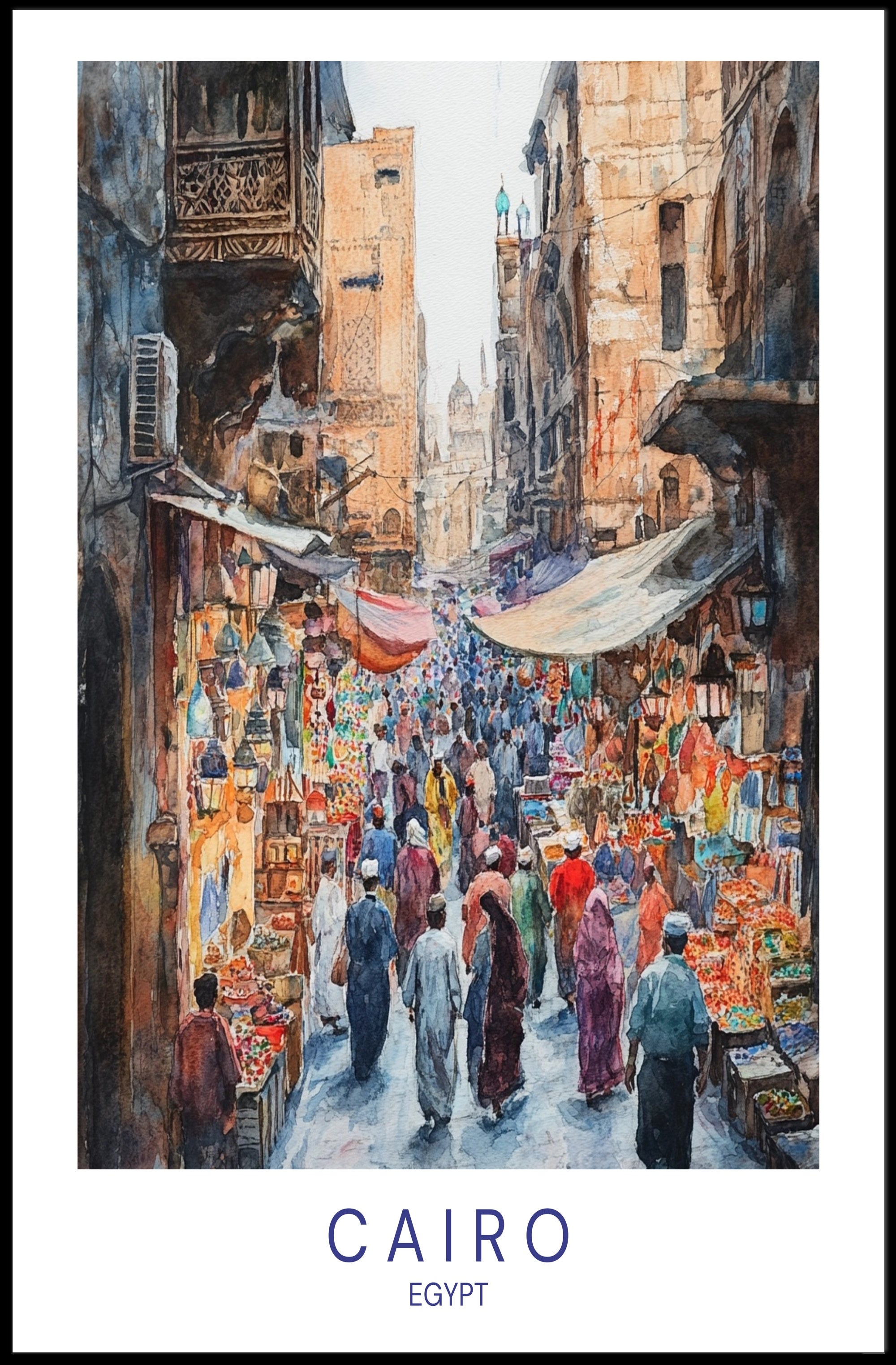Bustling Market in Cairo Poster PosterGoat