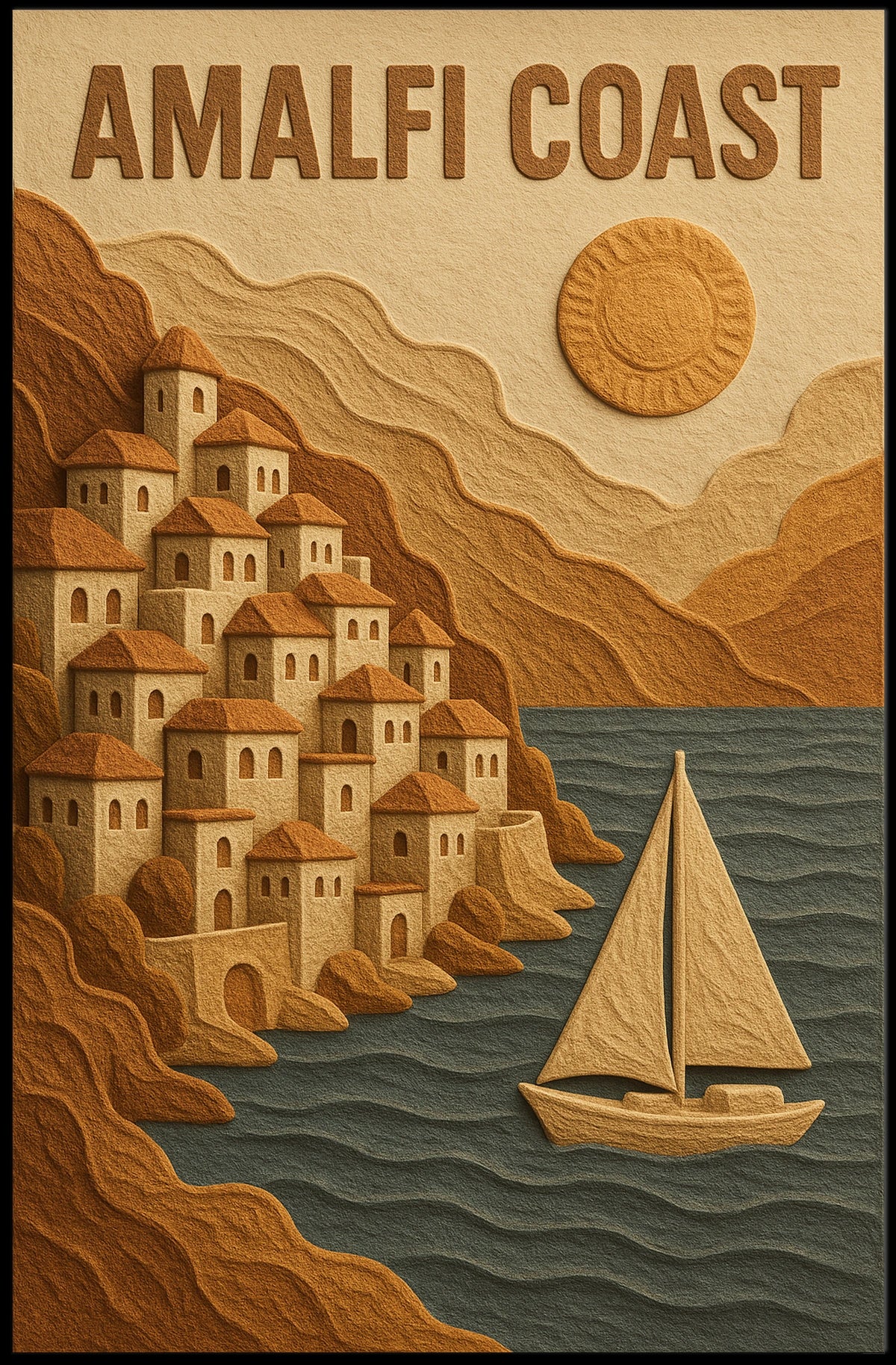 Amalfi Coast Poster Wall Art Mediterranean Coastal Decor