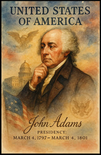 John Adams Early U.S. Presidency Historical Poster