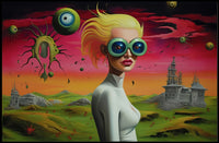 Futuristic Visionary Woman in Surreal Sci-Fi Poster