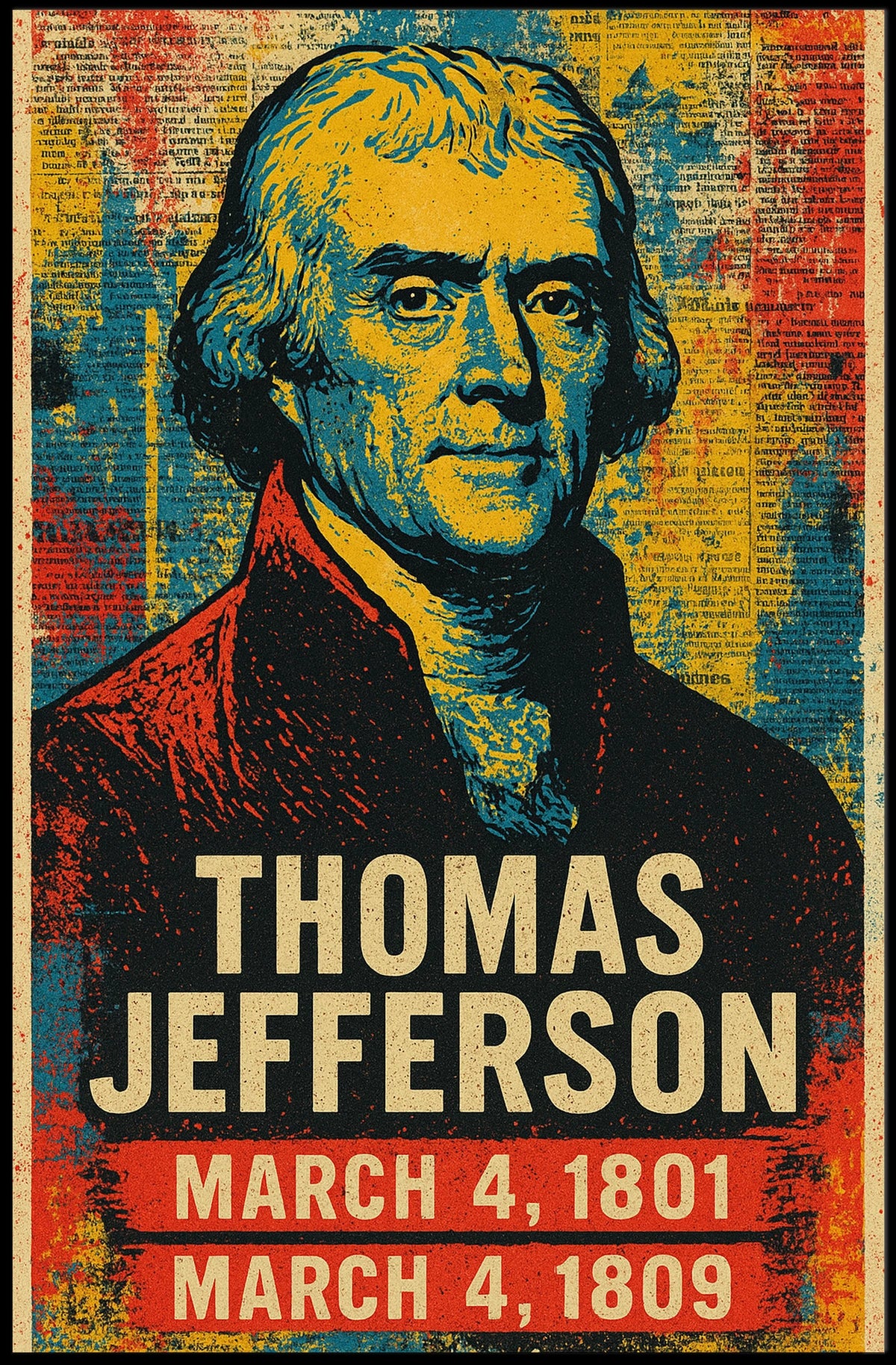 Thomas Jefferson 3rd President of the United States Street Art Mashup Poster
