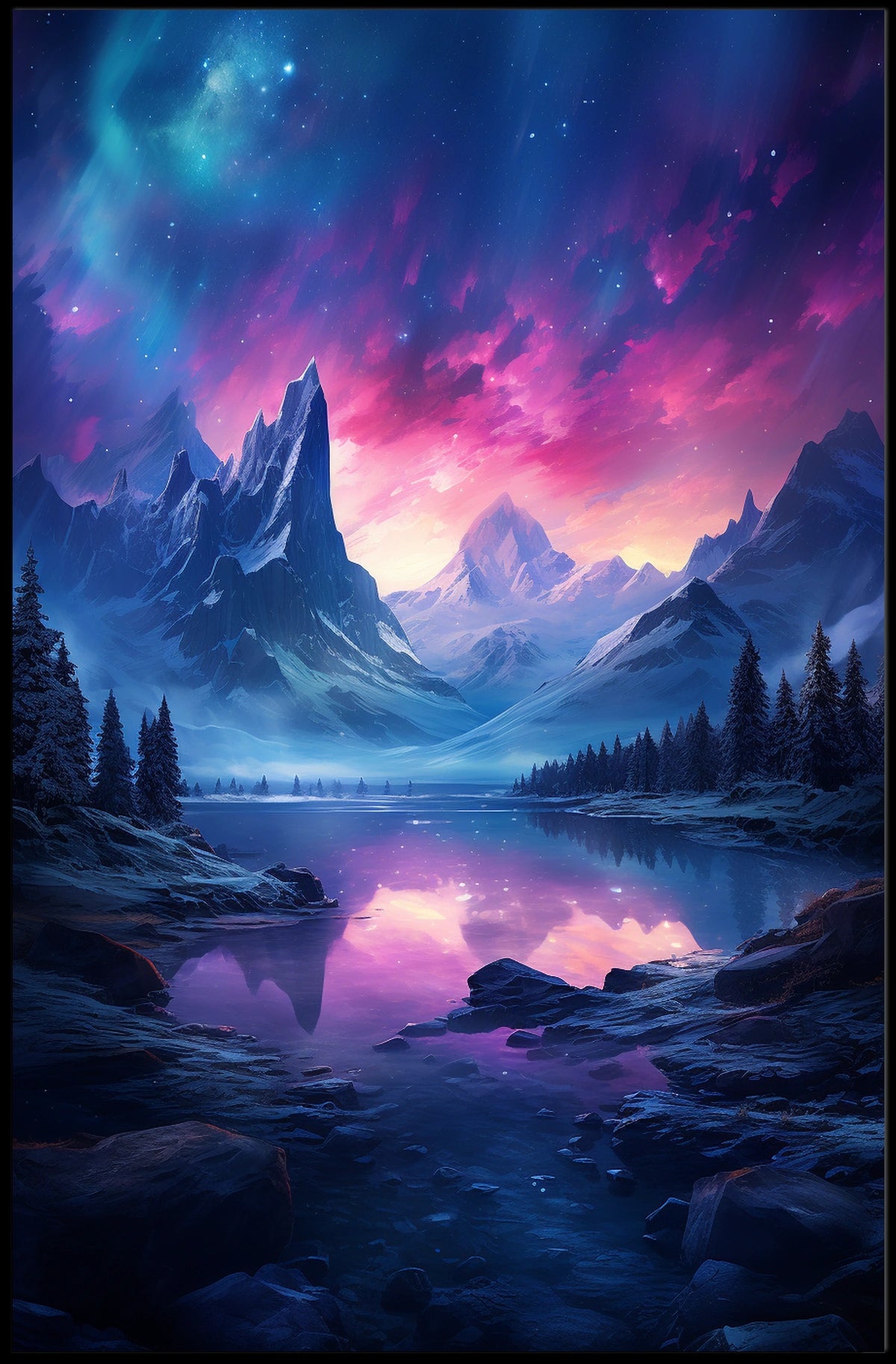 Enchanted Mountain Landscape Poster