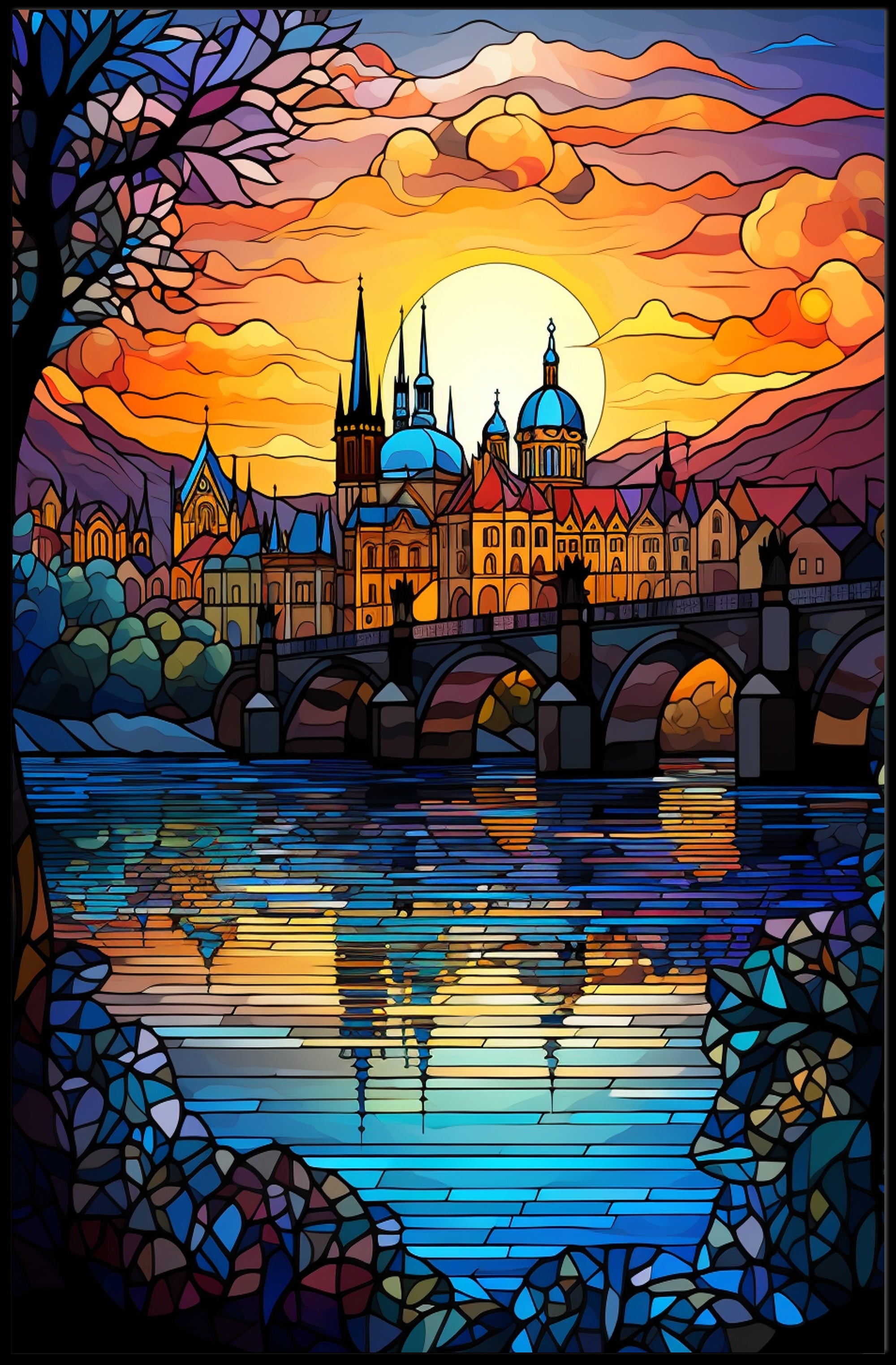 Sunset Over The Cityscape Poster