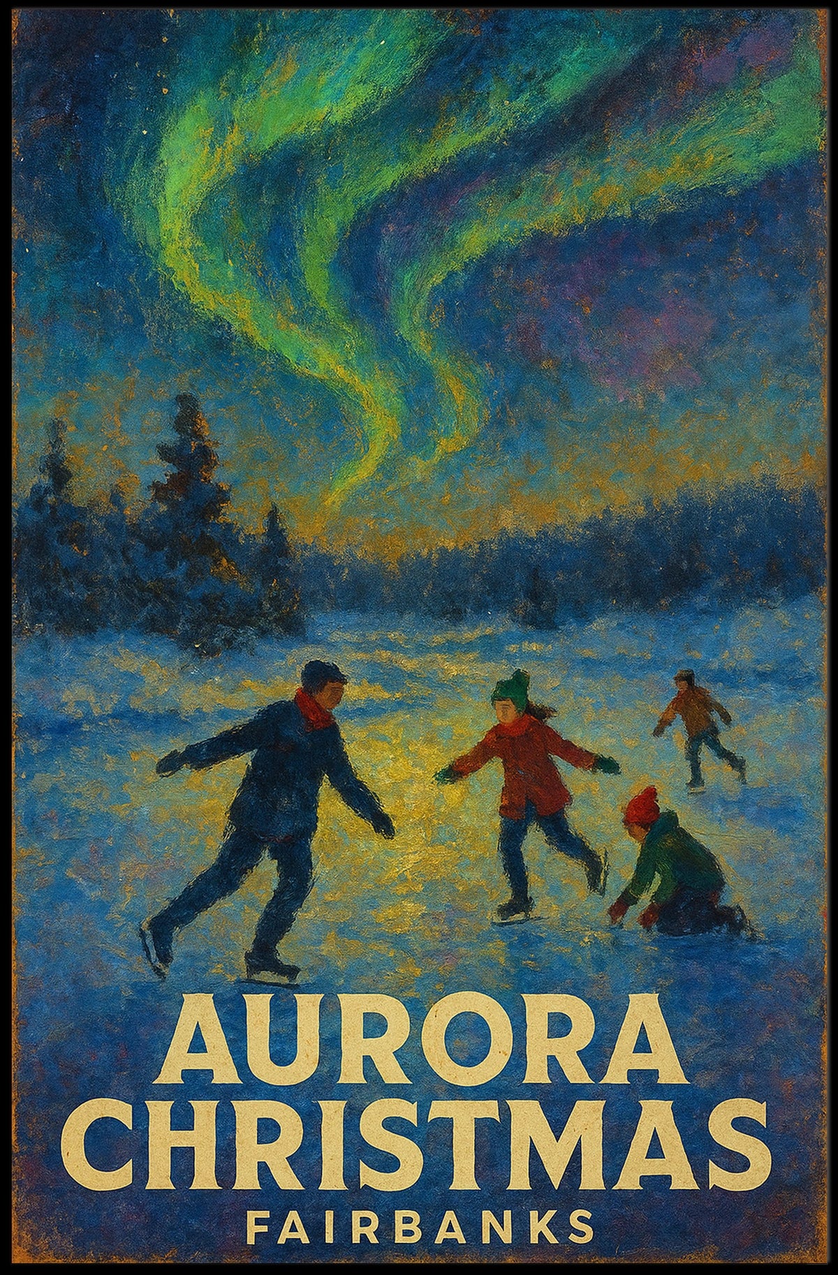 Aurora Christmas in Fairbanks Poster