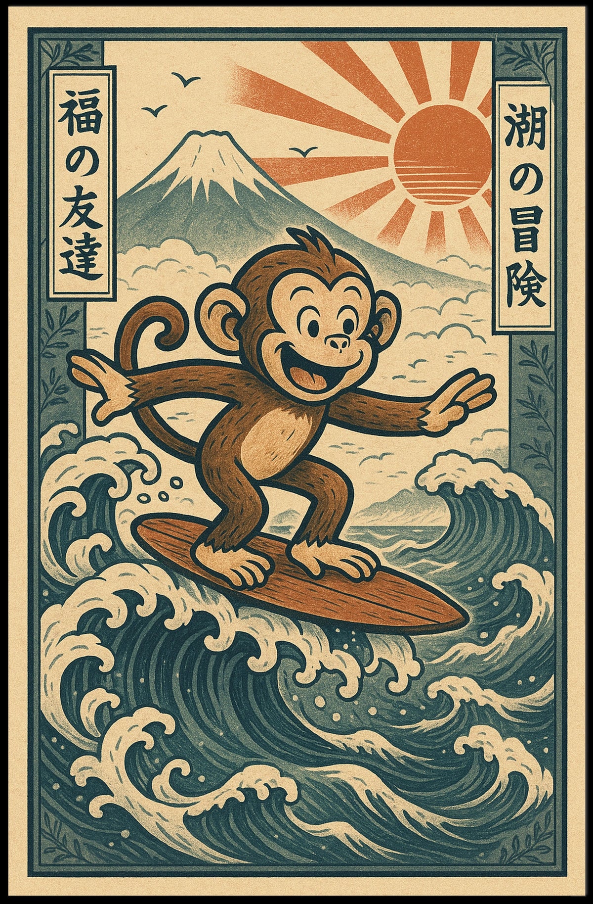 Surfing Monkey Adventure Poster