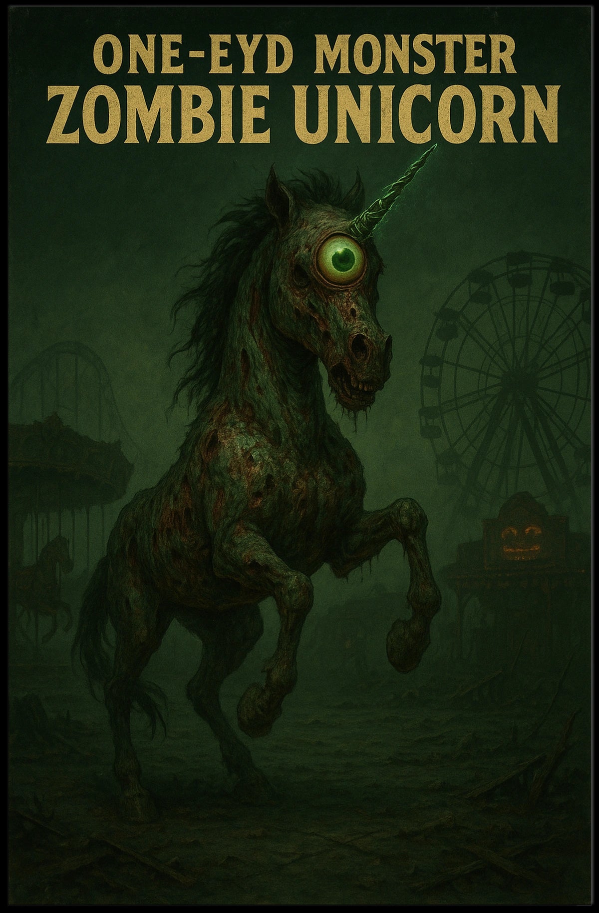One-Eyed Monster Zombie Unicorn Poster