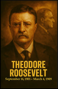 Theodore Roosevelt Poster Vintage Analog Film Aesthetic Presidential Portrait Wall Art Historical Print