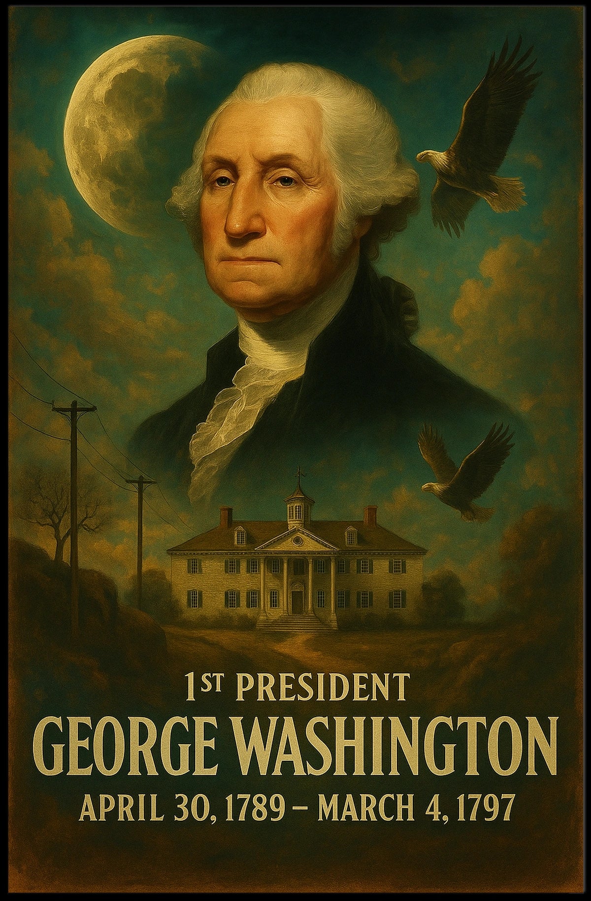 George Washington Neoclassical Realism Presidential Portrait Inspired Patriot Poster