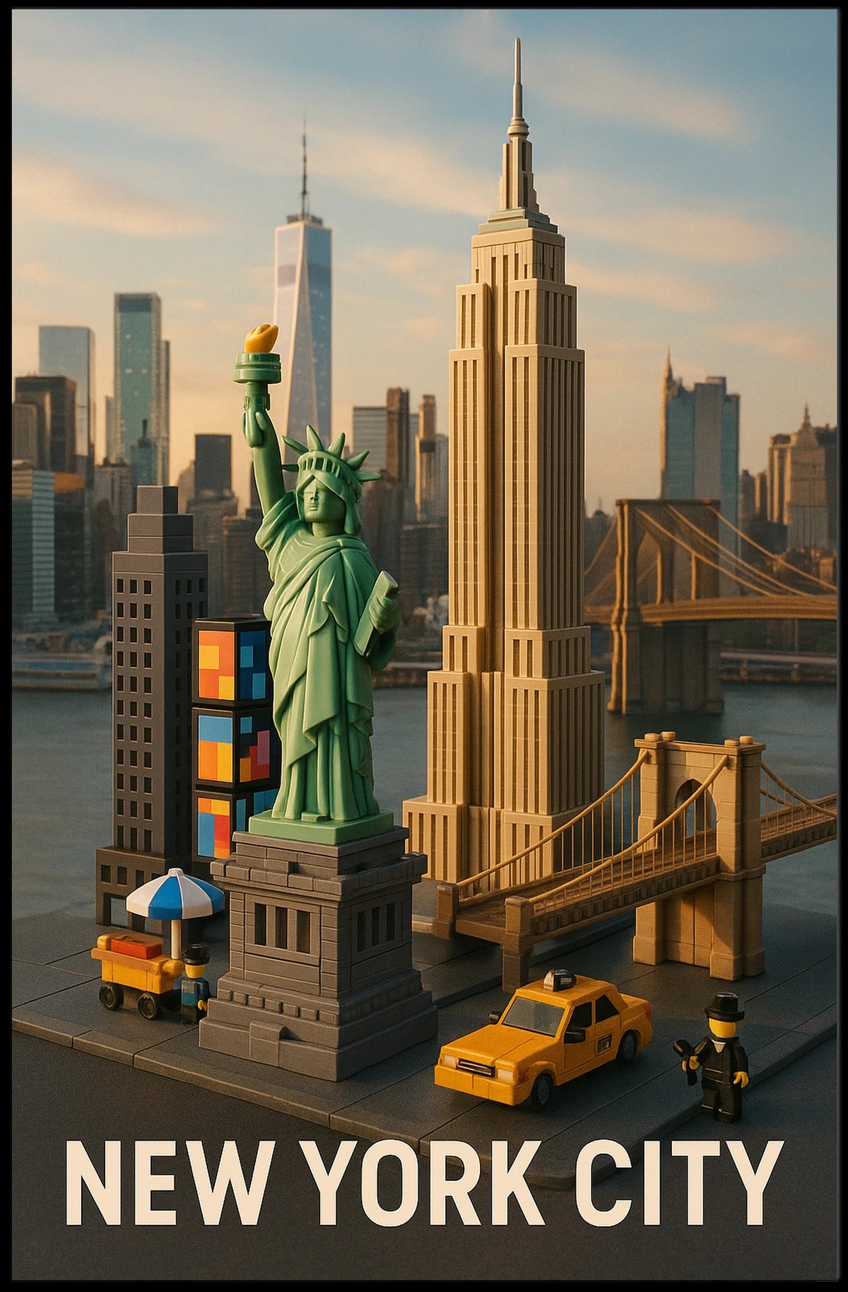 New York City Lego Art Poster Abstract Playful Wall Art
