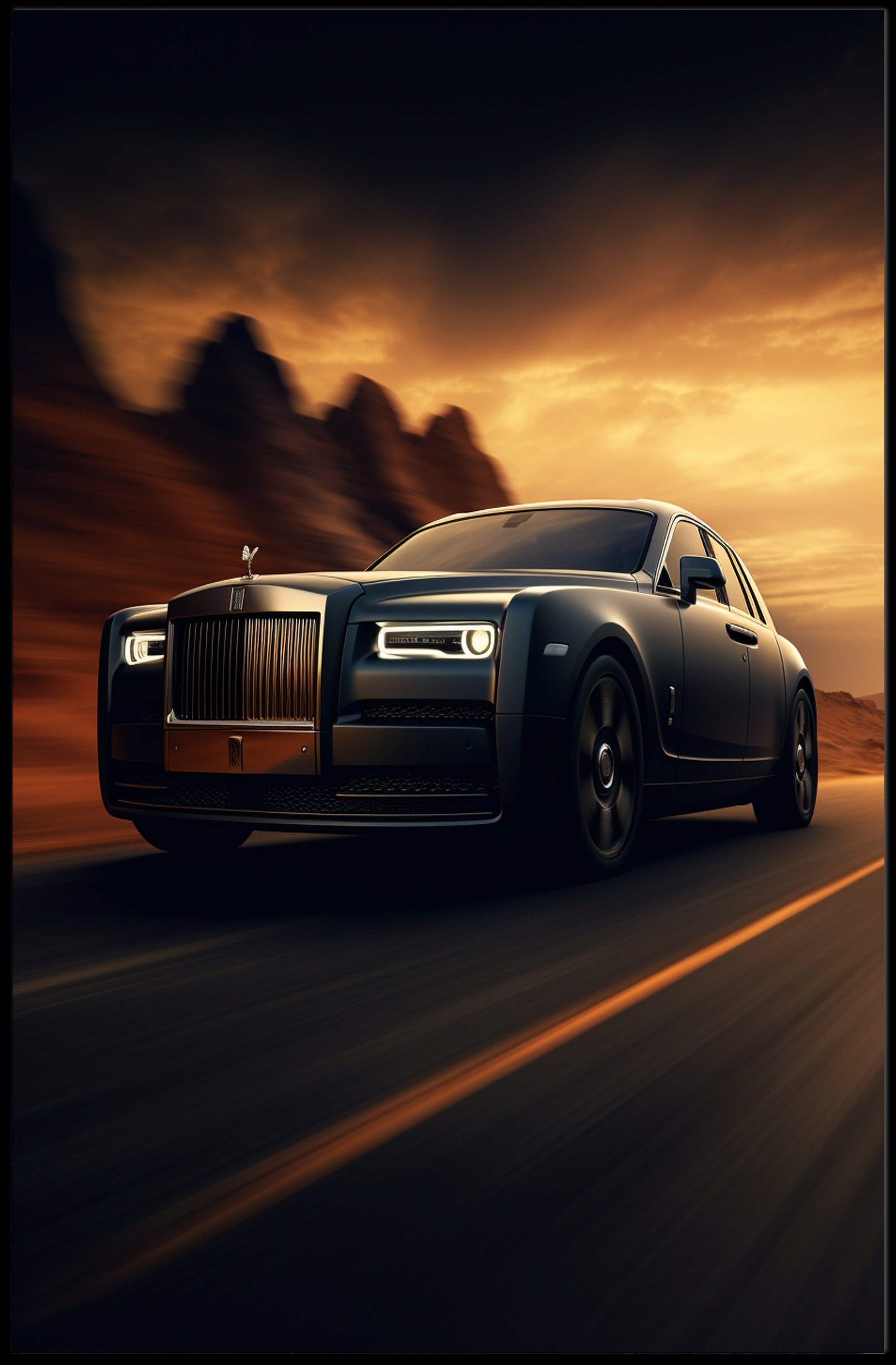 Luxurious Ride at Sunset Poster PosterGoat