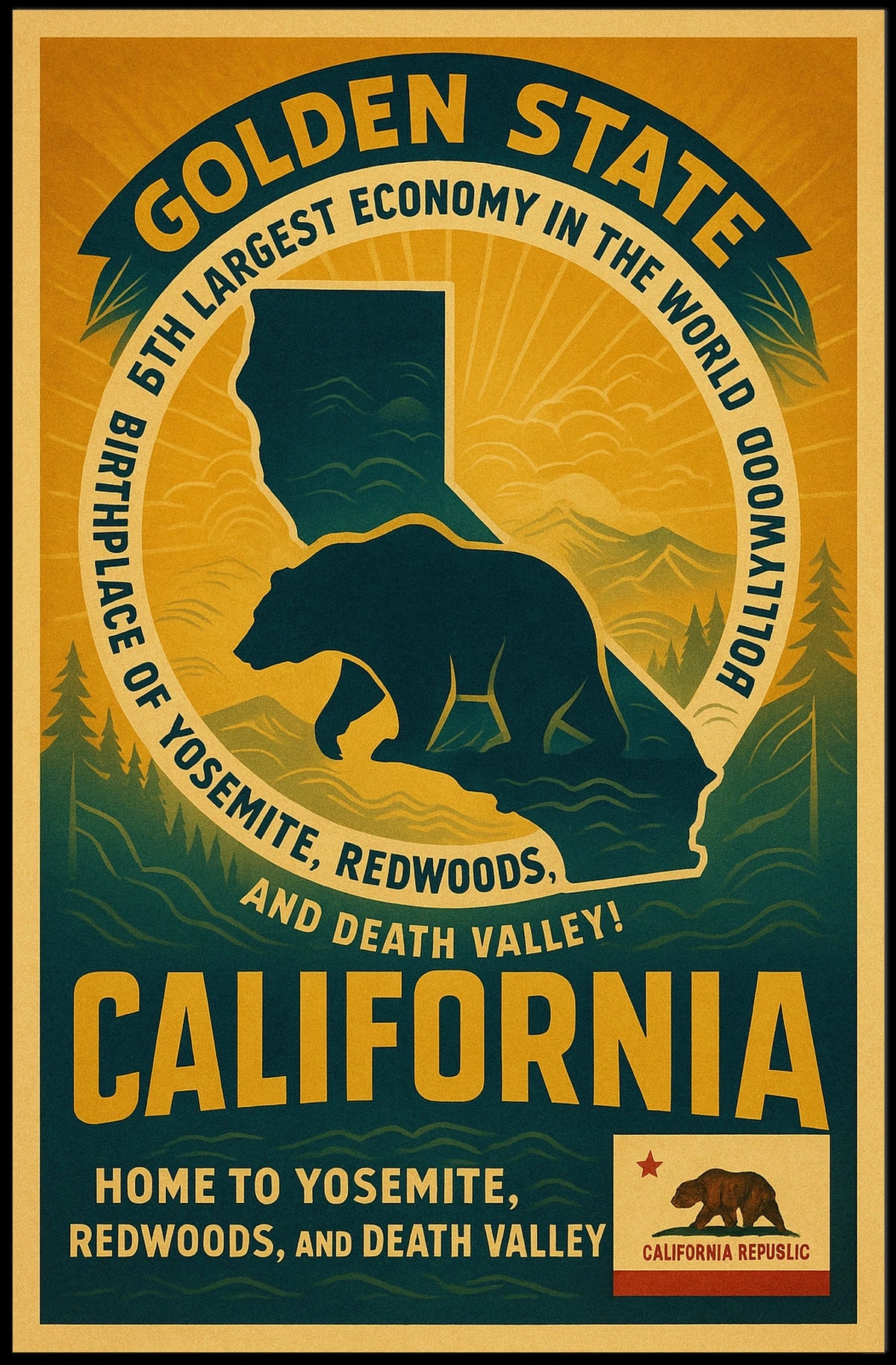 California The Golden State Poster