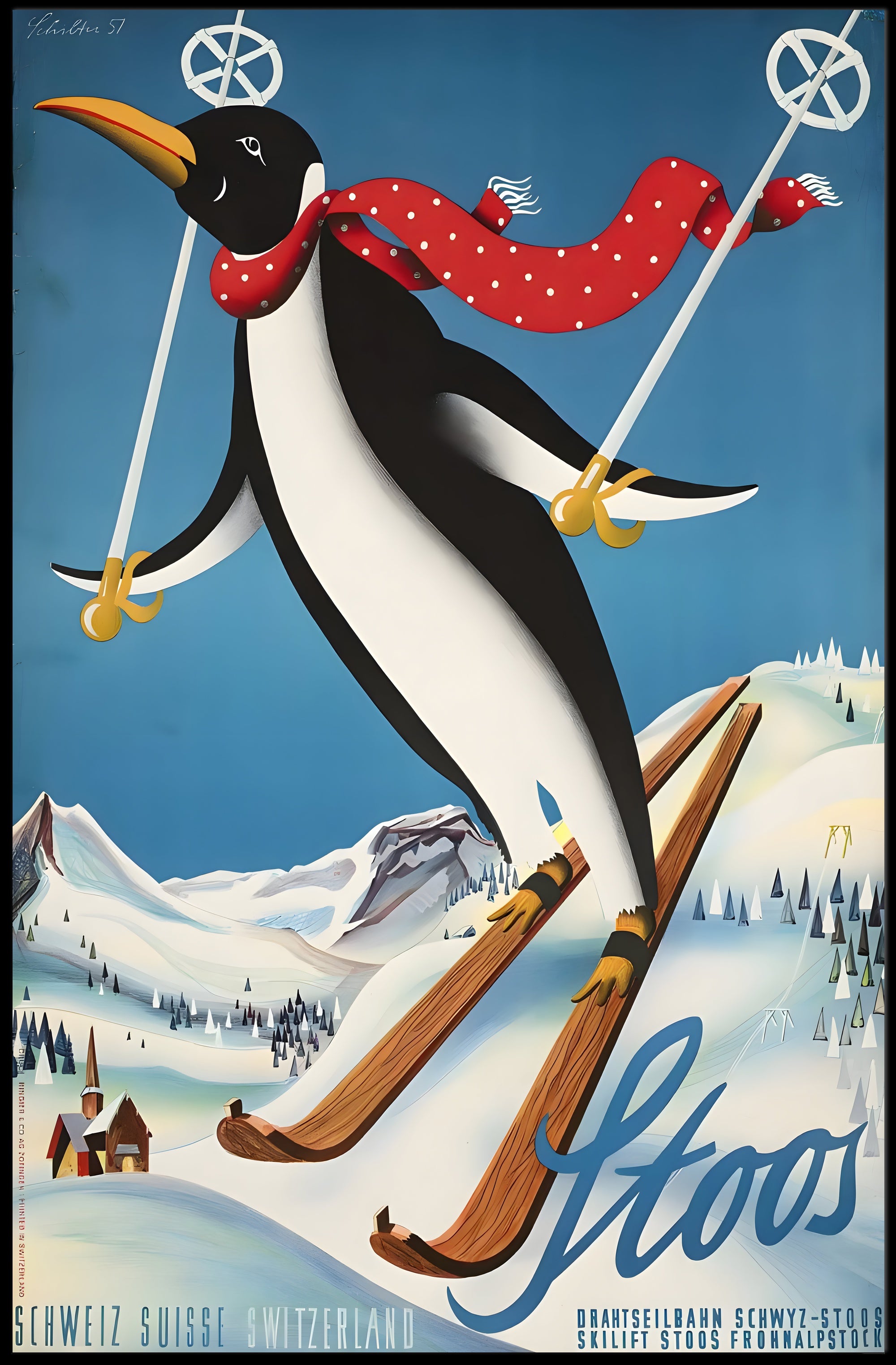 Stoos Skiing Adventure Poster PosterGoat