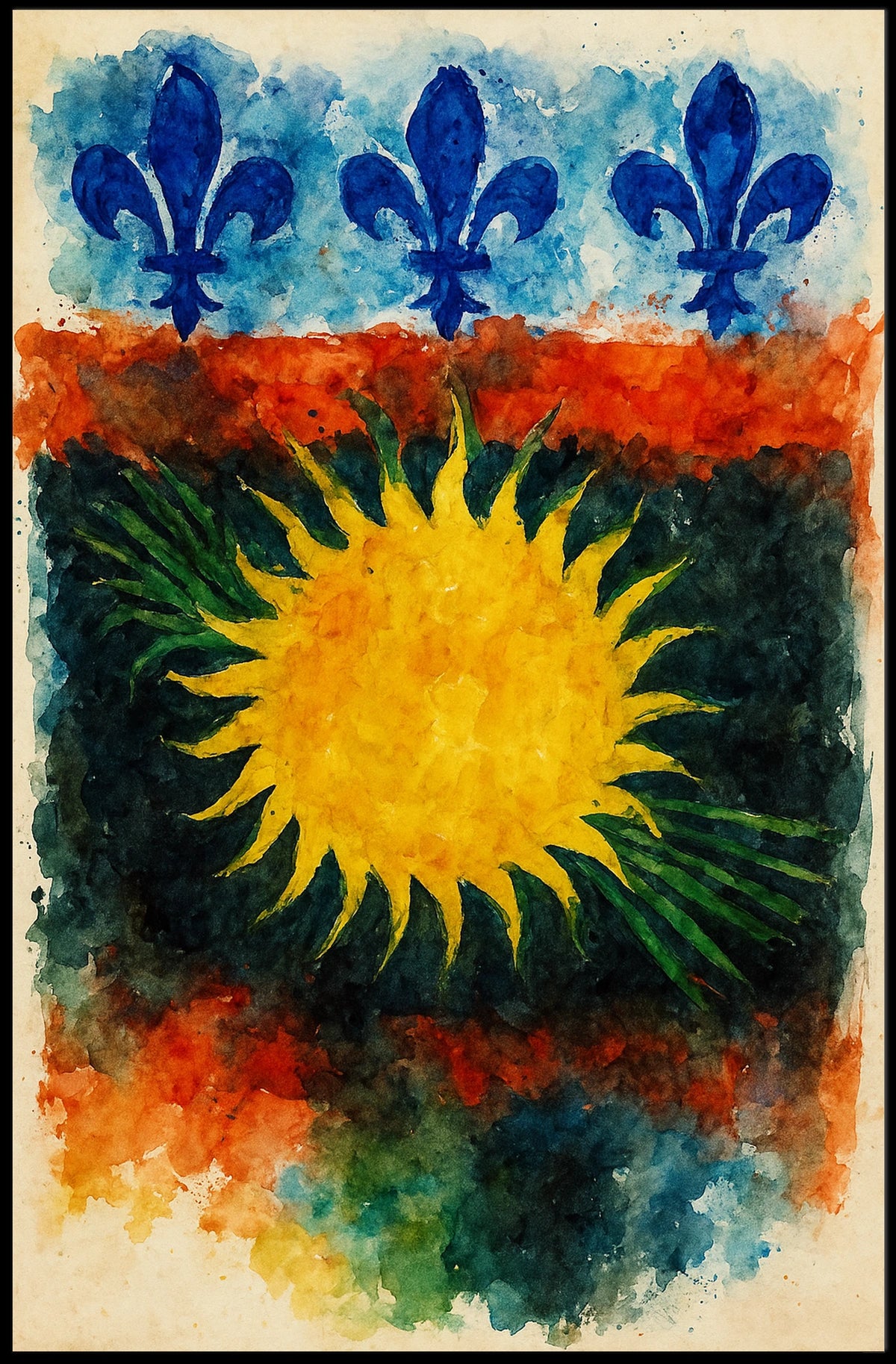 Sunburst and Fleur-de-Lis Poster