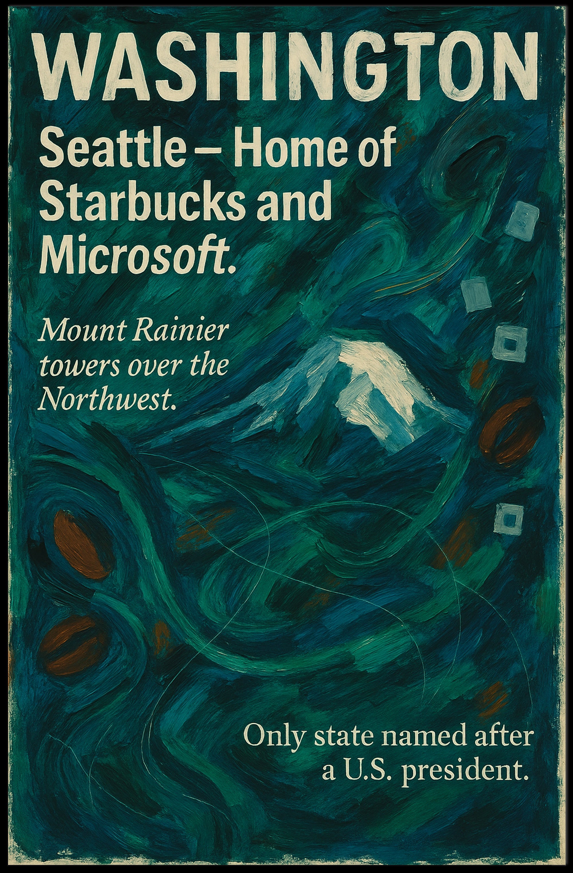 Washington Landmarks Modern Travel Poster