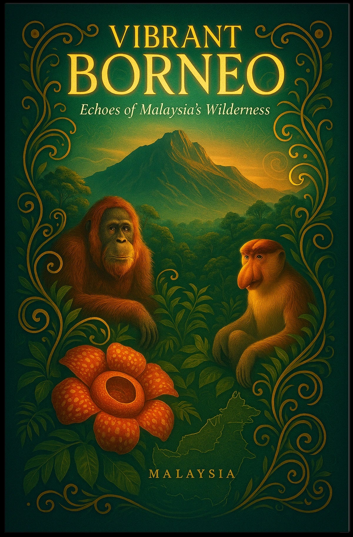 Vibrant Borneo Echoes of Malaysias Wilderness Poster