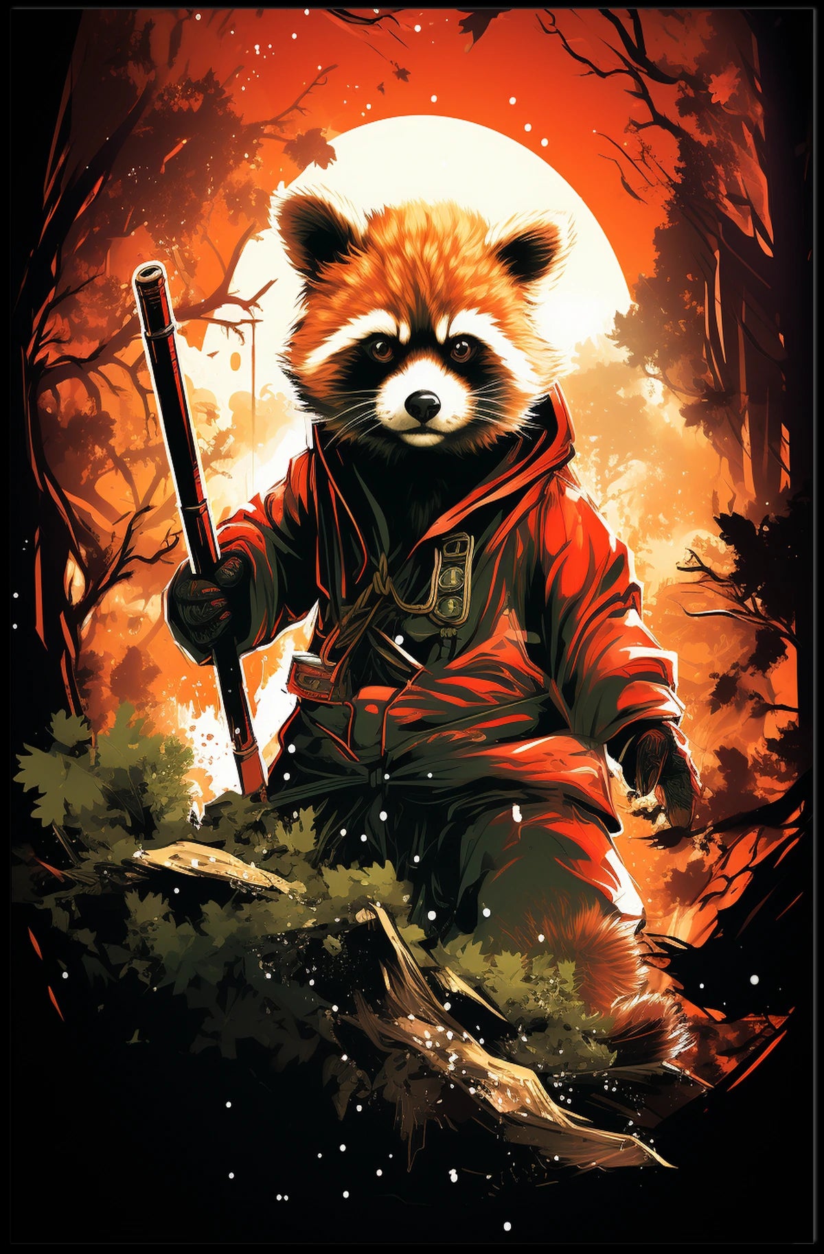 The Warrior Raccoon Poster