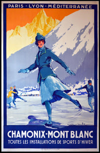 Chamonix-Mont Blanc Vintage Winter Sports Travel Poster PosterGoat