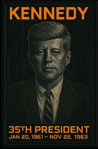 John F. Kennedy 35th President of the United States Techno Schematic Poster