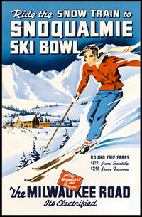 Vintage Snoqualmie Ski Bowl Adventure Travel Poster PosterGoat