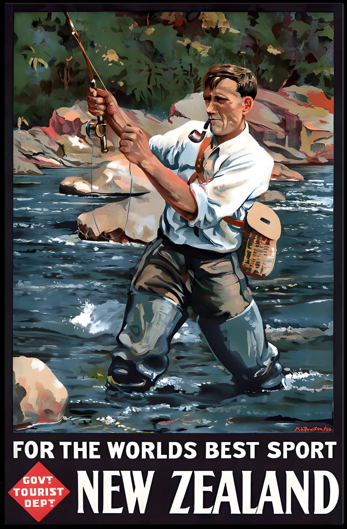 New Zealand Fishing Adventure Poster