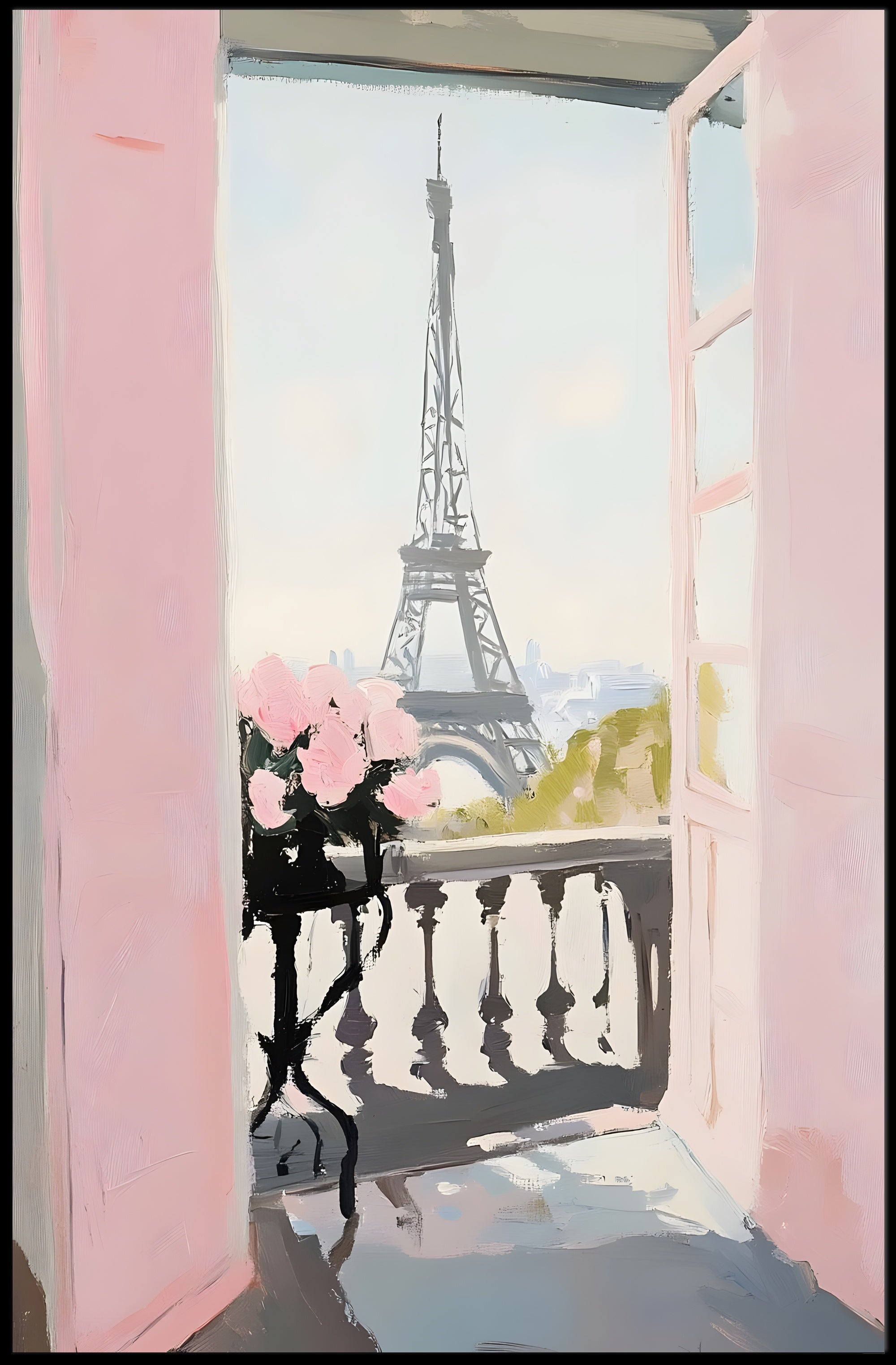 Paris Balcony View Poster Romantic Parisian Wall Art
