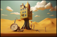 Surreal Dreamlike Landscape with Elevated House Artistic Poster