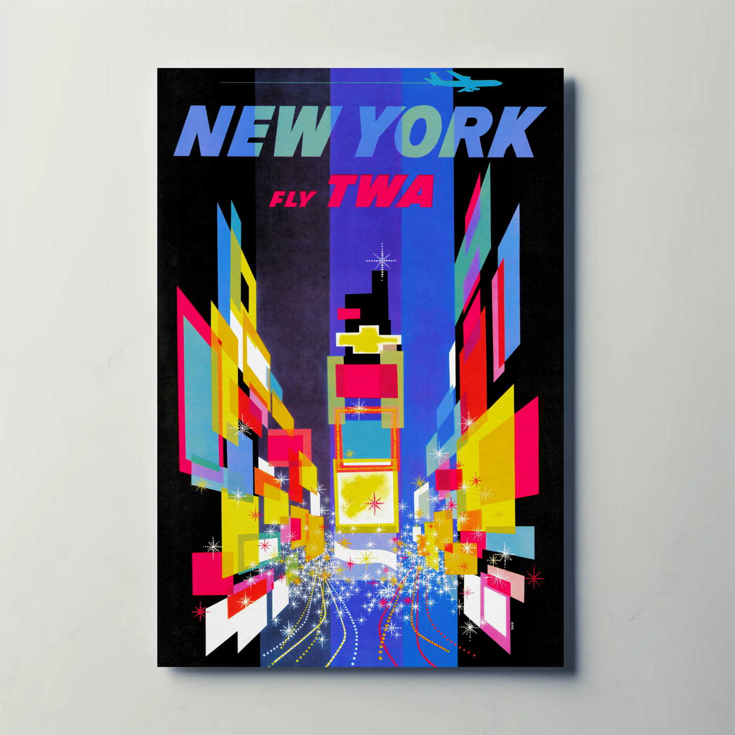 Fly TWA to New York Retro Poster by David Klein (1956)