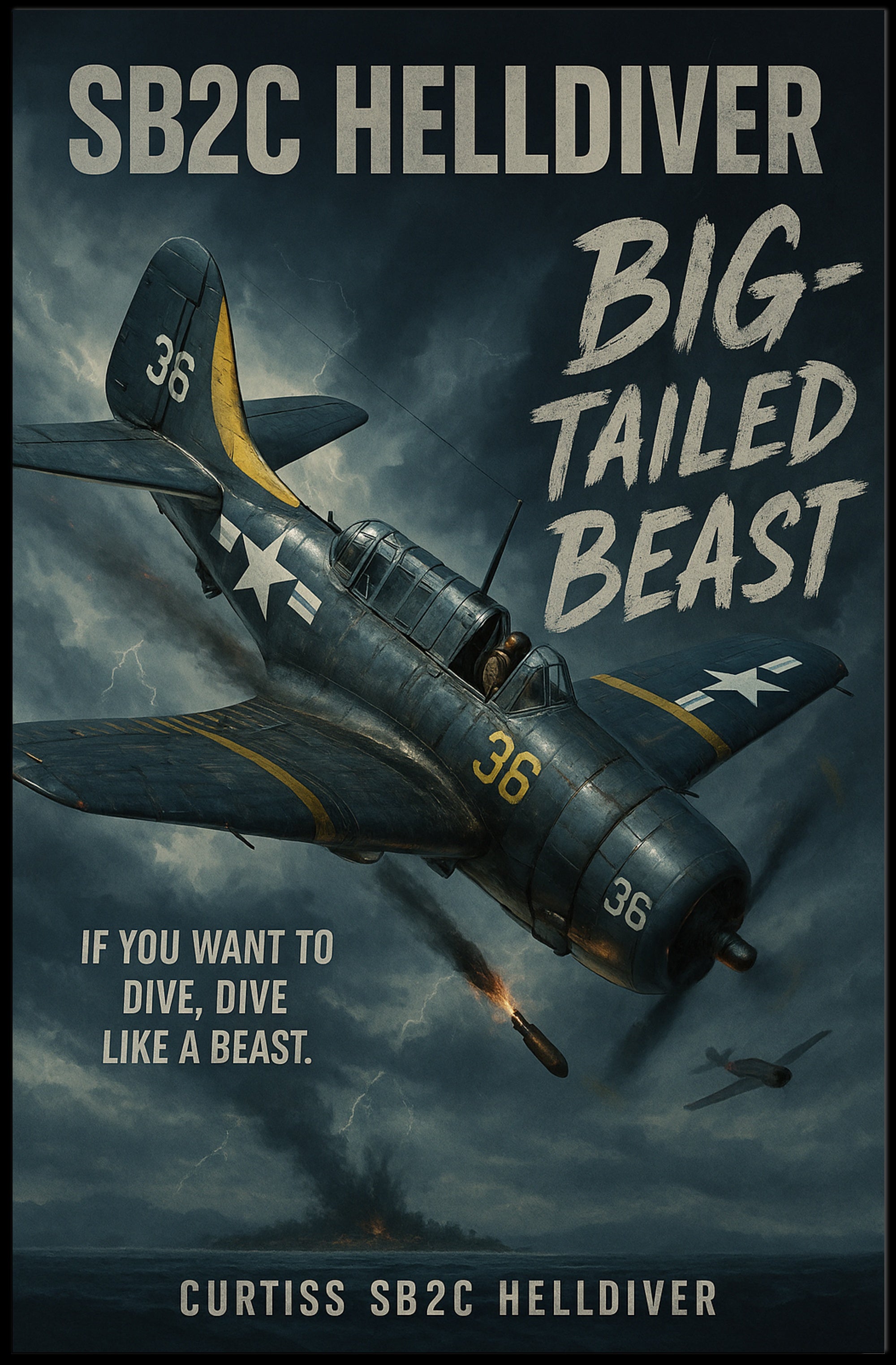 Curtiss SB2C Helldiver Military WWII Poster