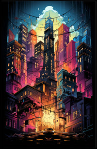 Vibrant Cityscape At Dusk Poster