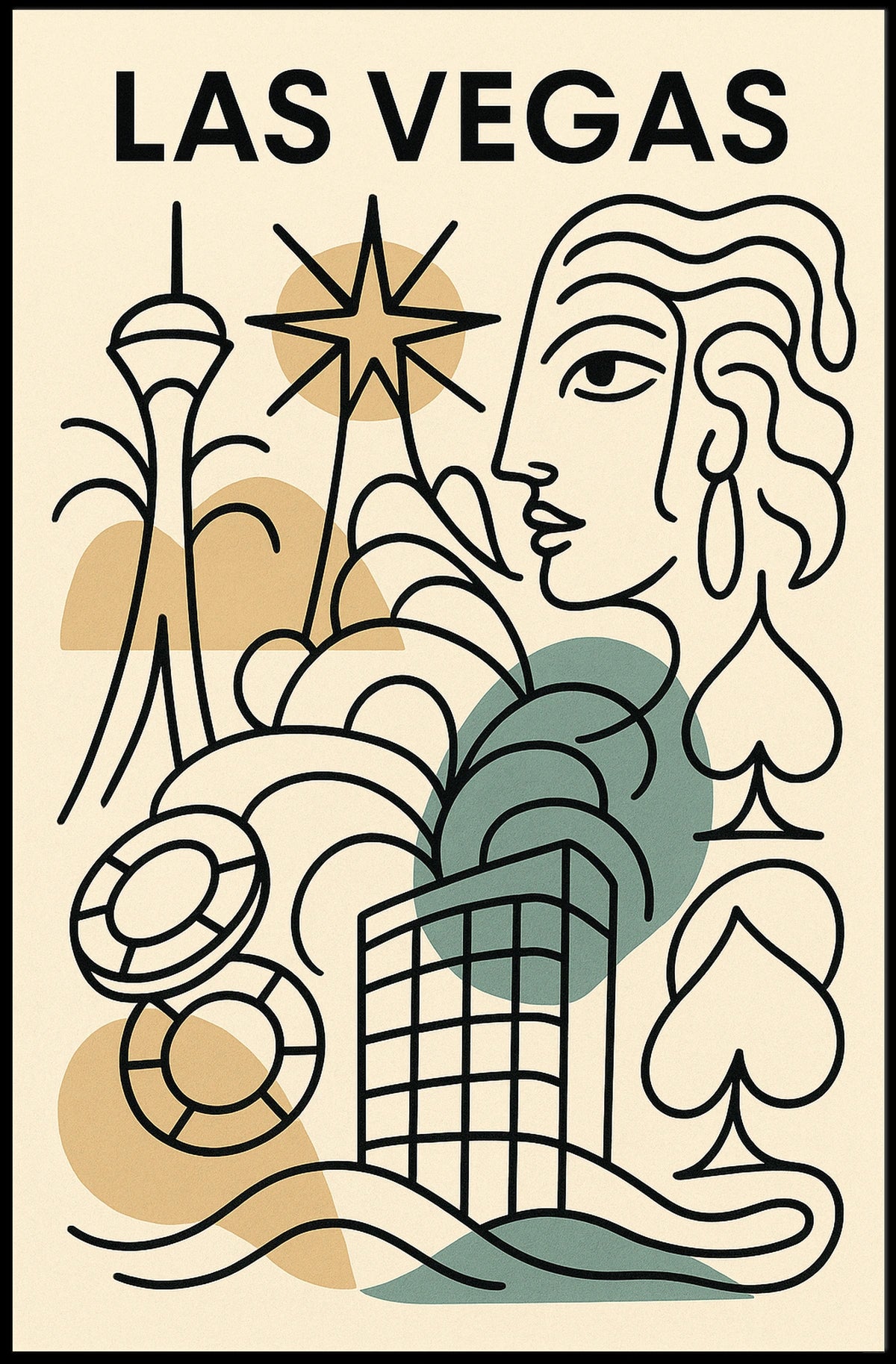 Las Vegas Art Deco Poster Vintage Wall Art Print for Decor