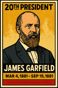 James A. Garfield 20th President of the United States Inked Comic Style Poster