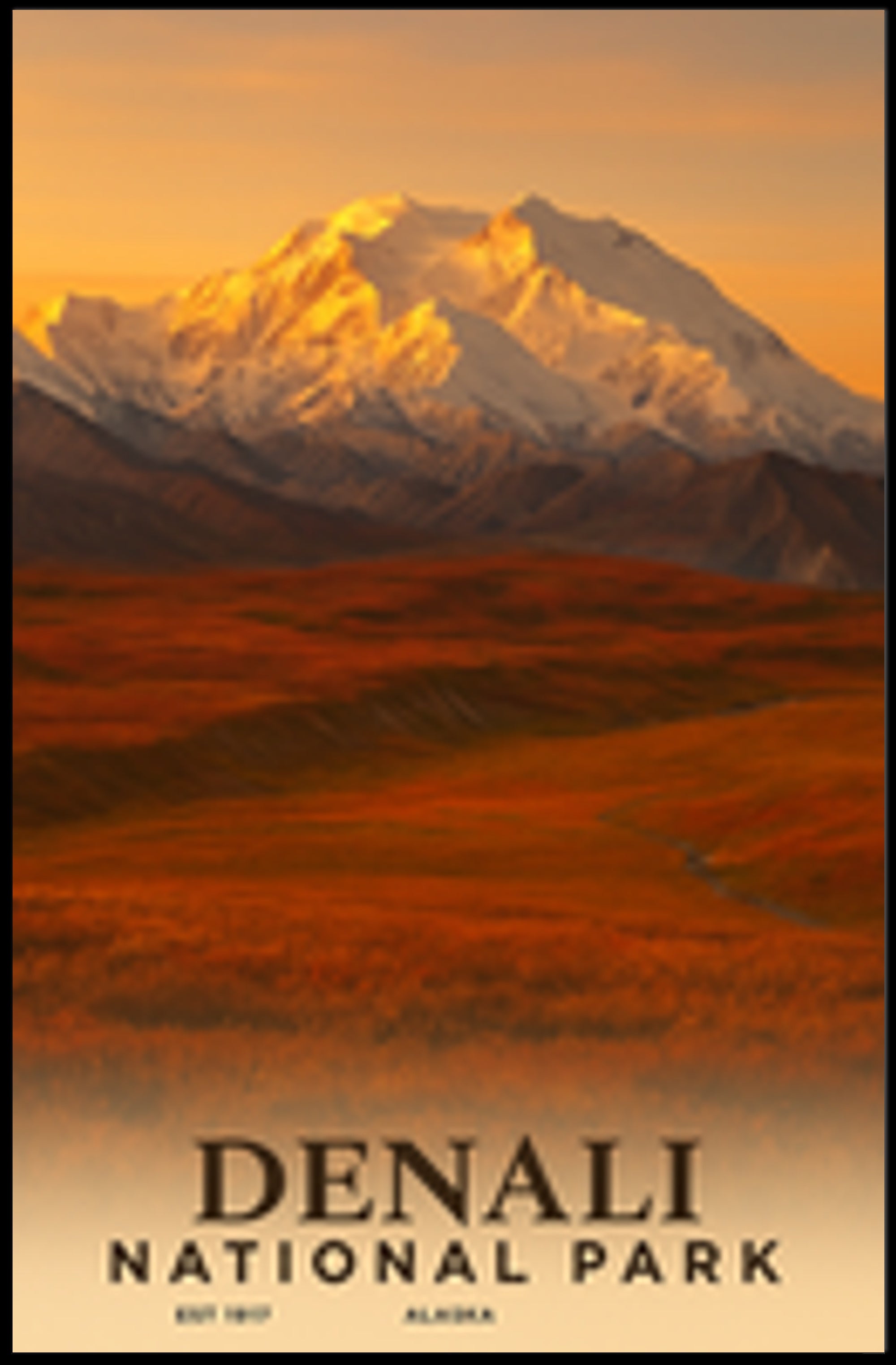 Denali National Park Vintage Travel Poster Print