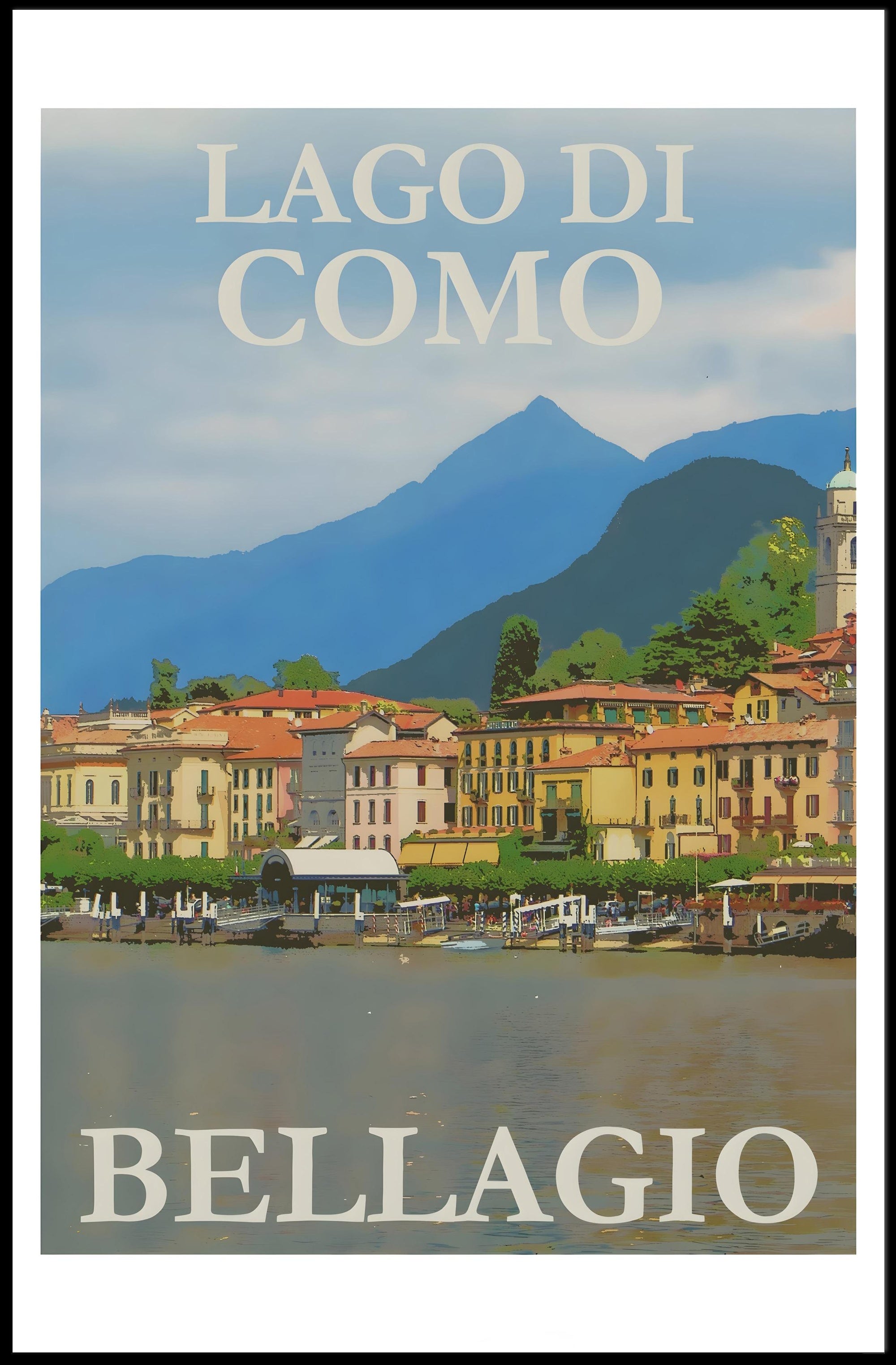 Scenic Bellagio Lake Como Italian Travel Poster