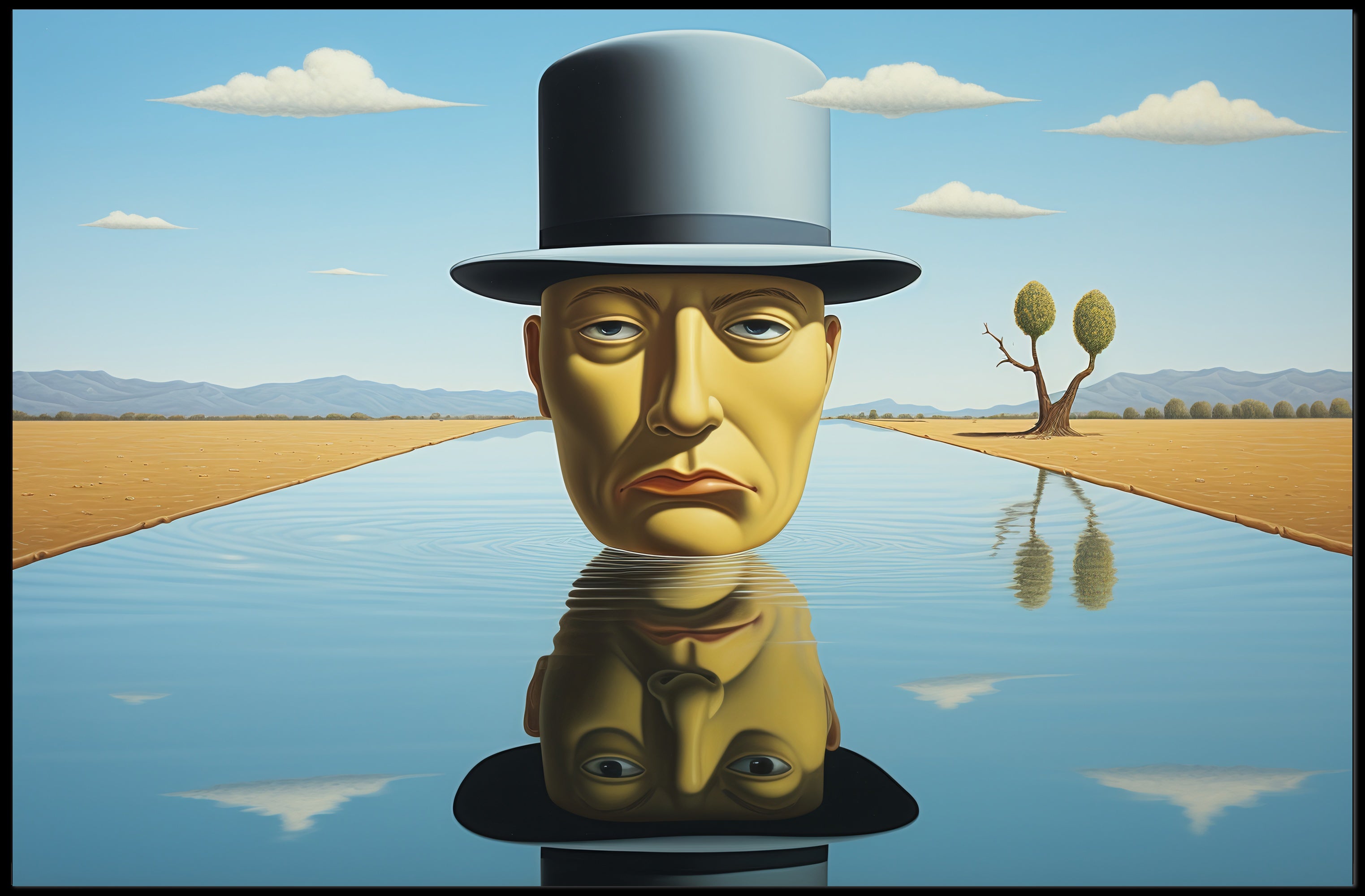 Surreal Desert Headscape: Dreamlike Artistic Poster