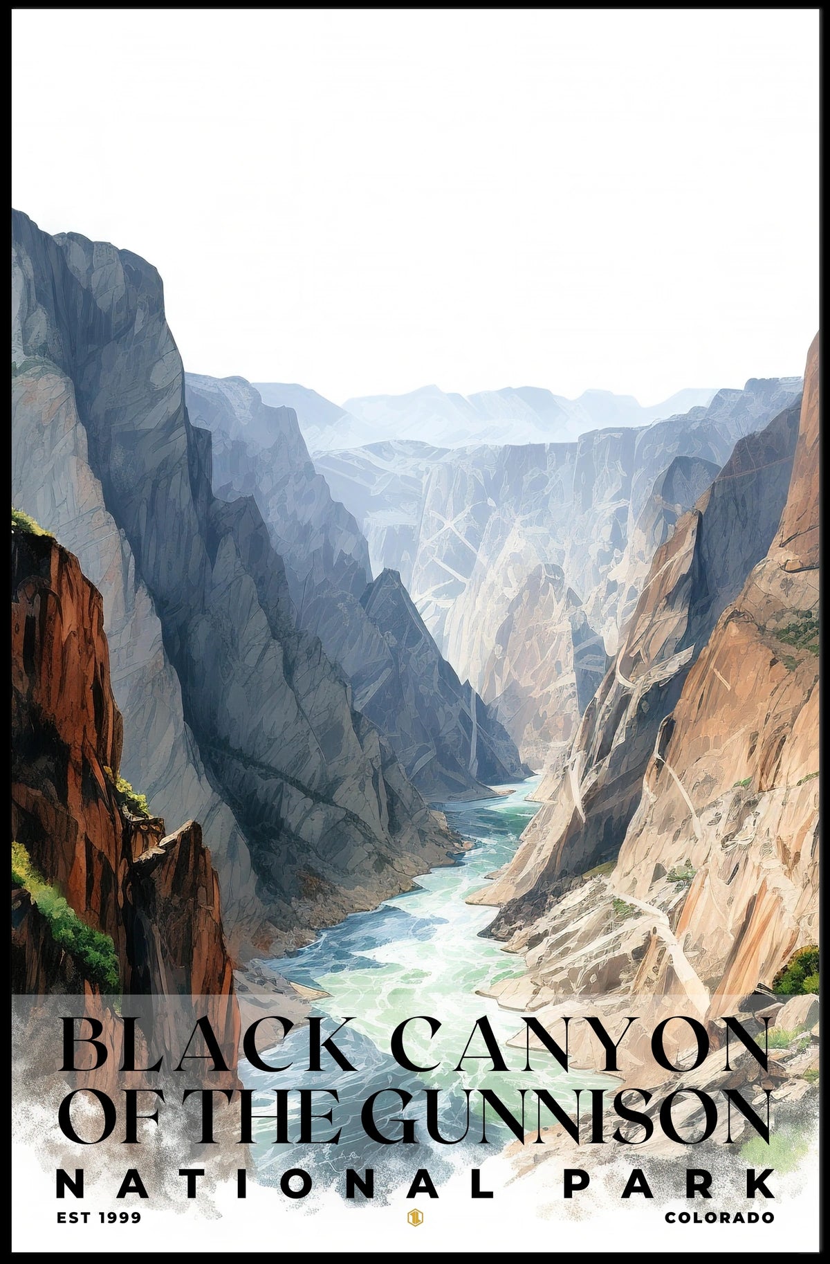 Black Canyon of the Gunnison Watercolor Wall Art Poster