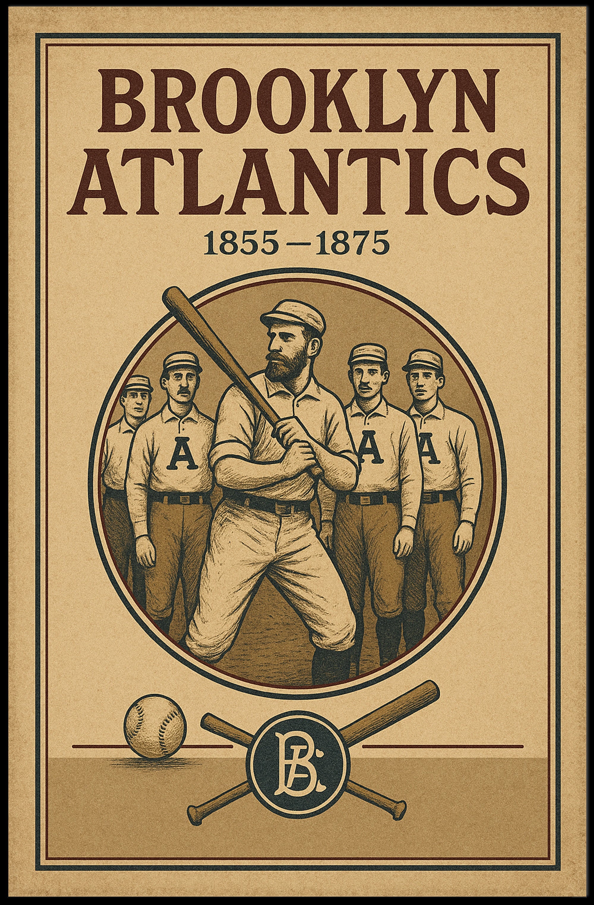 Brooklyn Atlantics Vintage Baseball Poster PosterGoat