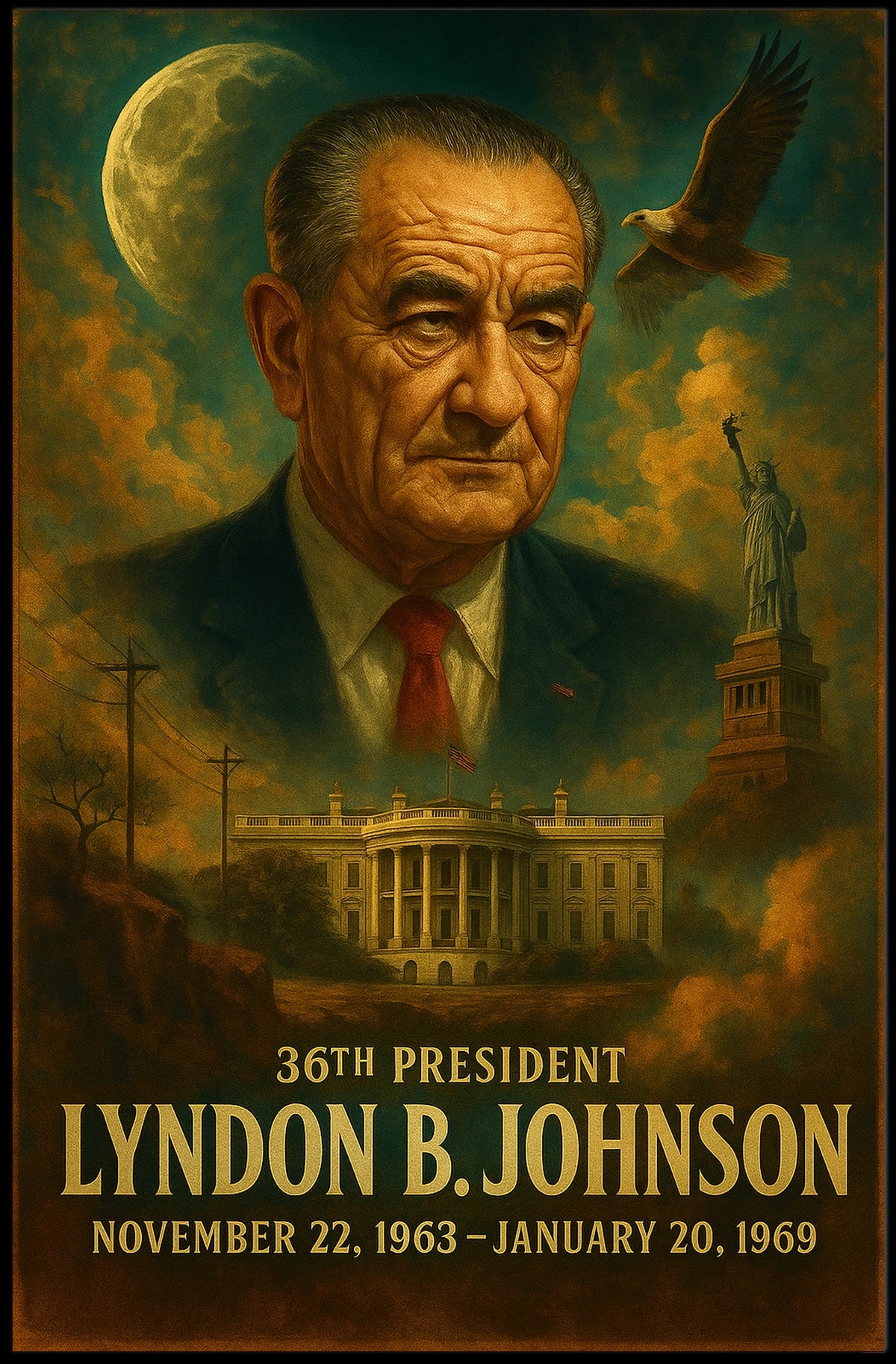 Lyndon Johnson Presidency Neoclassical Realism Poster